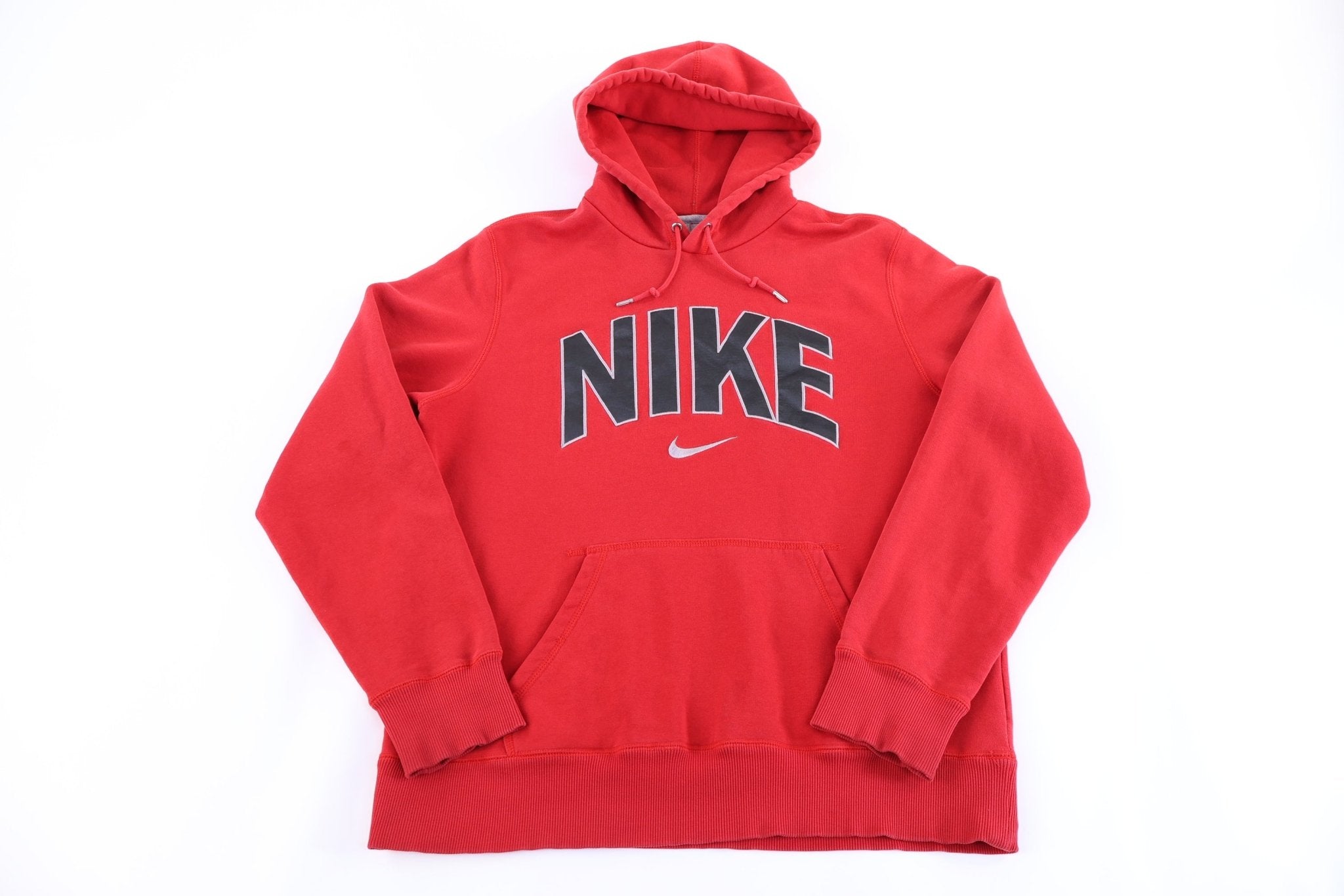 Nike Embroidered Logo Red Pullover Hoodie - Sweatshirt - Thrifted Threads