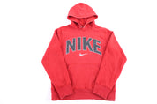 Nike Embroidered Logo Red Pullover Hoodie - Sweatshirt - Thrifted Threads
