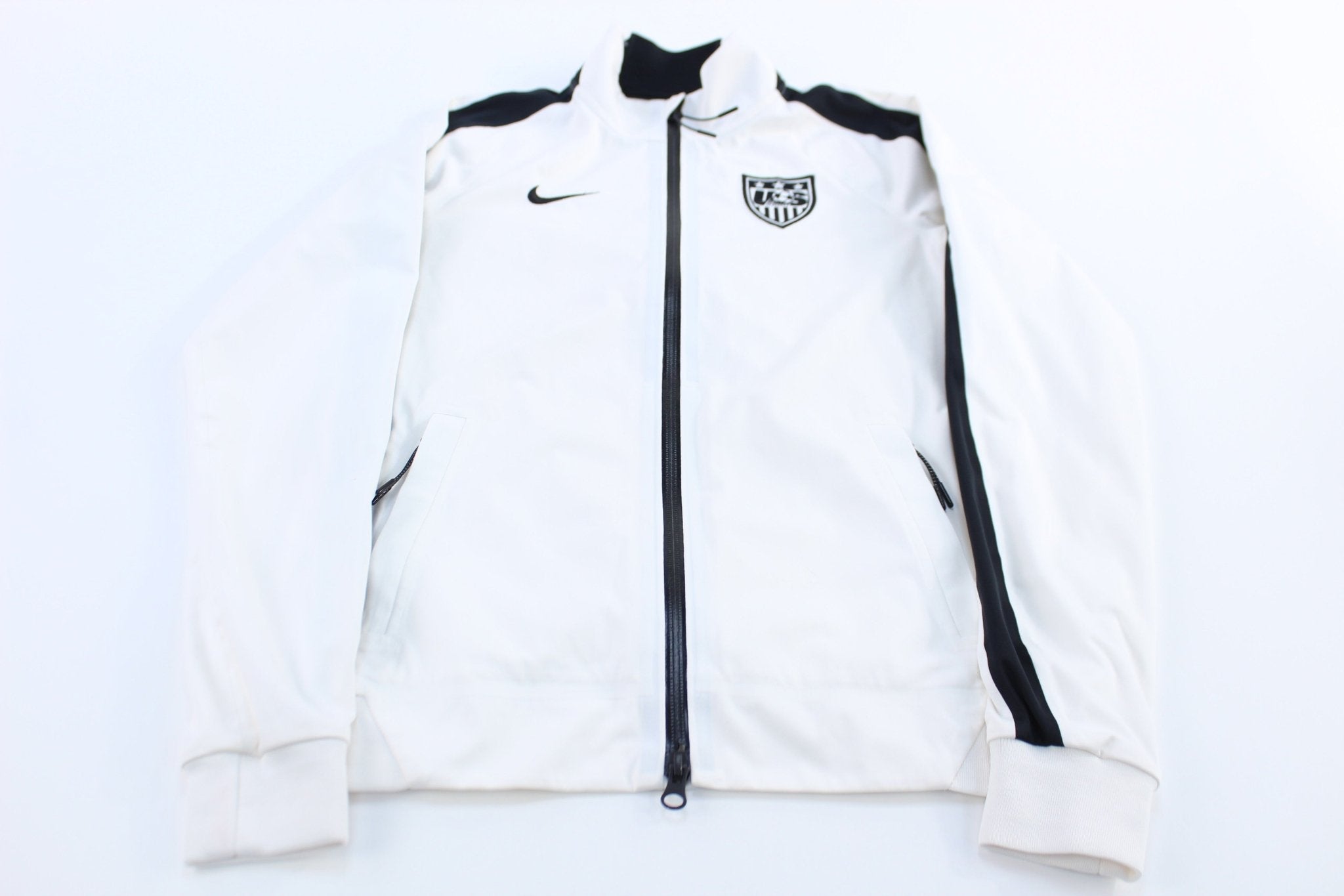 Nike Embroidered Logo Team USA Black & White Striped Jacket - Jackets - Thrifted Threads