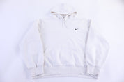Nike Embroidered Logo White Pullover Hoodie - Sweatshirt - Thrifted Threads