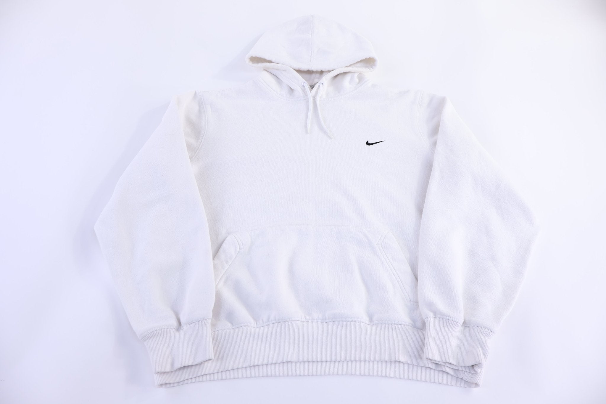 Nike Embroidered Logo White Pullover Hoodie - Sweatshirt - Thrifted Threads