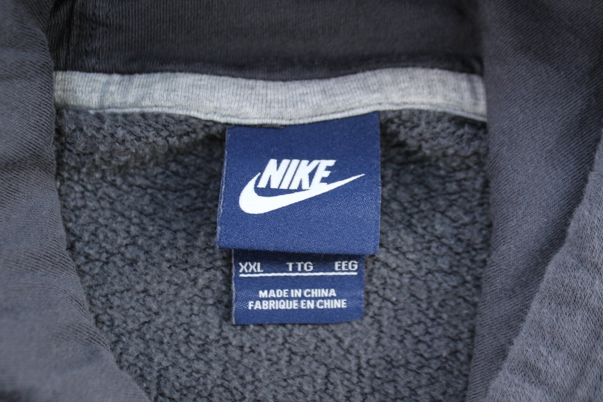 Nike Embroidered Spellout Logo Grey Pullover Hoodie - Jackets - Thrifted Threads