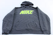 Nike Embroidered Spellout Logo Grey Pullover Hoodie - Jackets - Thrifted Threads