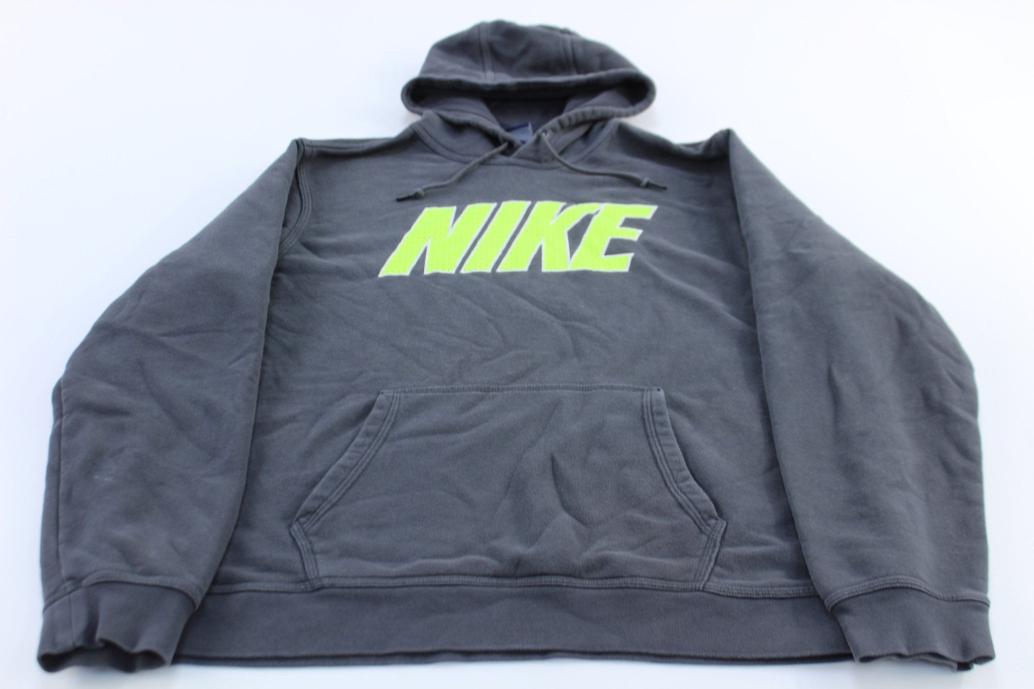 Nike Embroidered Spellout Logo Grey Pullover Hoodie - Jackets - Thrifted Threads