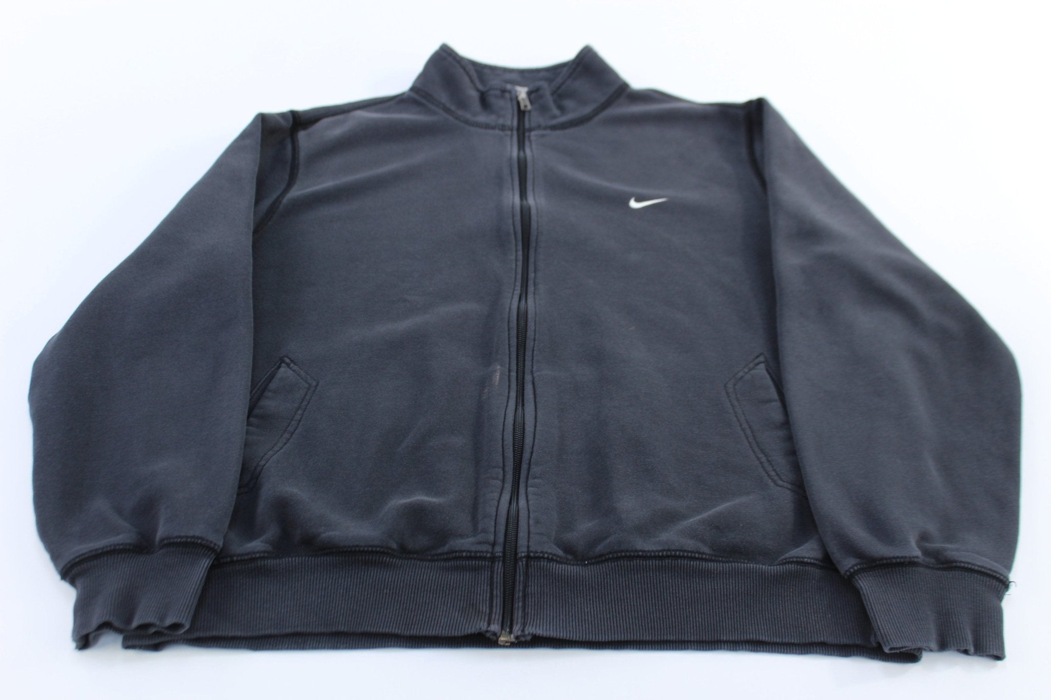 Nike Embroidered Swoosh Logo Black Zip Up Jacket - Jackets - Thrifted Threads