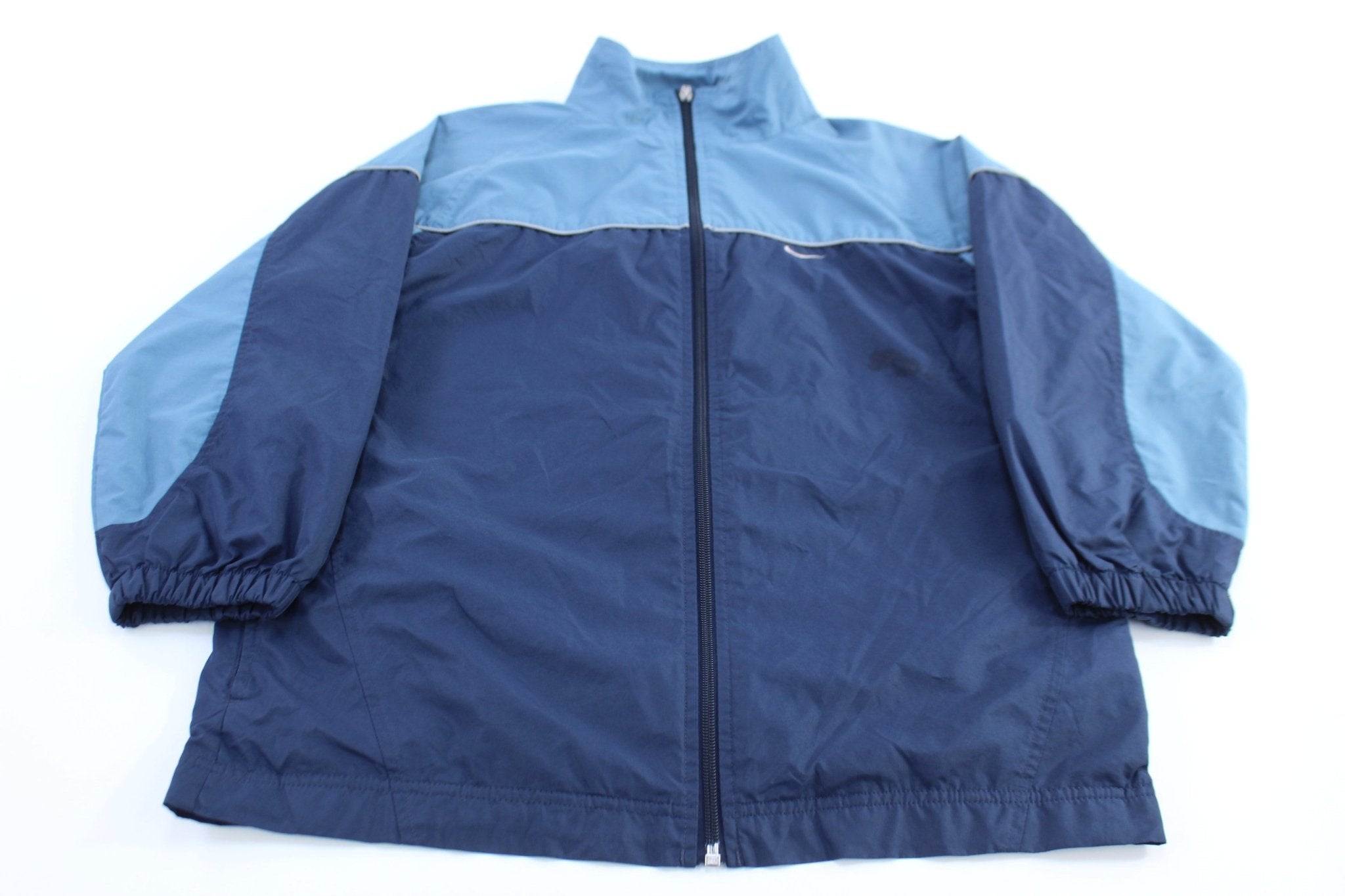 Nike Embroidered Swoosh Logo Blue Windbreaker Jacket - Jackets - Thrifted Threads