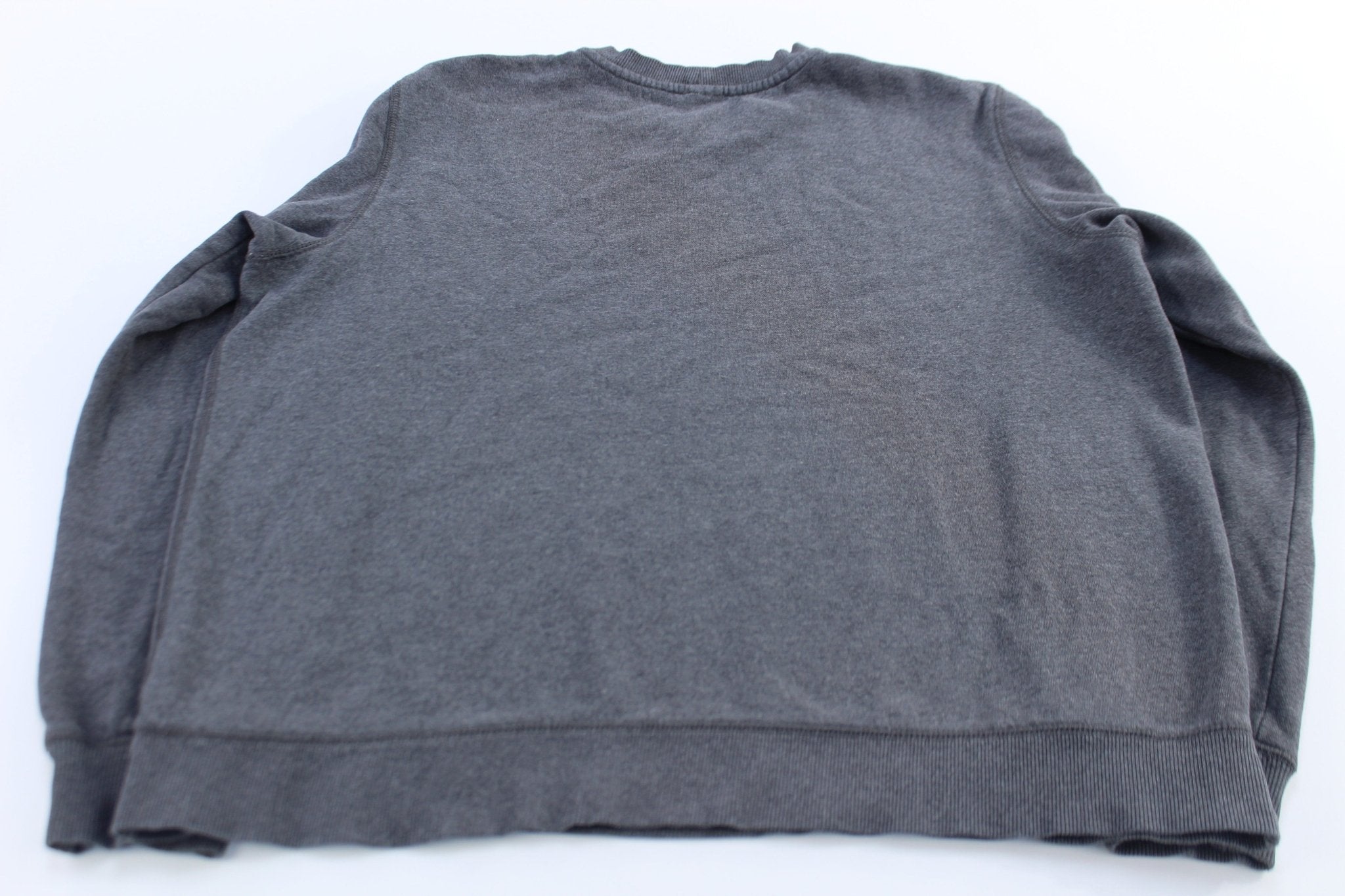 Nike Embroidered Swoosh Logo Grey Sweatshirt - ThriftedThreads.com