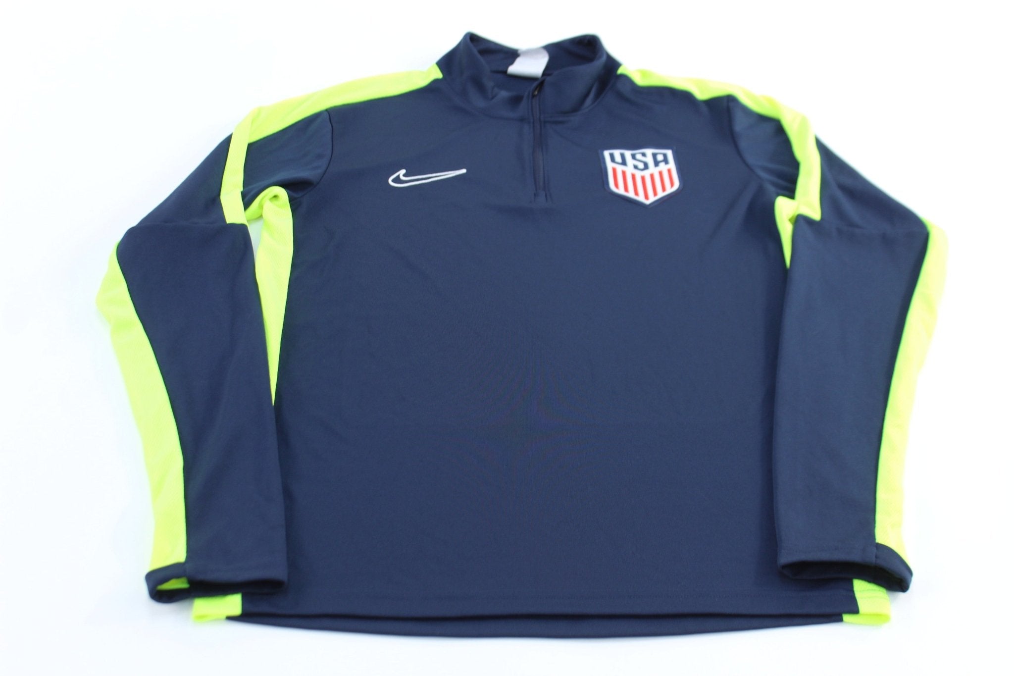 Nike Embroidered Swoosh Logo Team USA Blue & Neon Pullover - ThriftedThreads.com