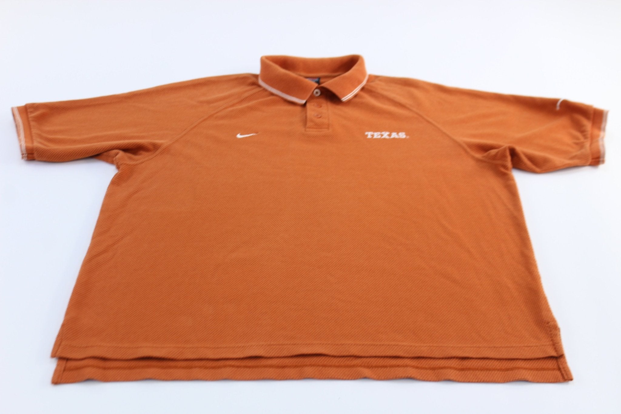 Nike Embroidered Swoosh Logo Texas Longhorns Button Up Polo - ThriftedThreads.com