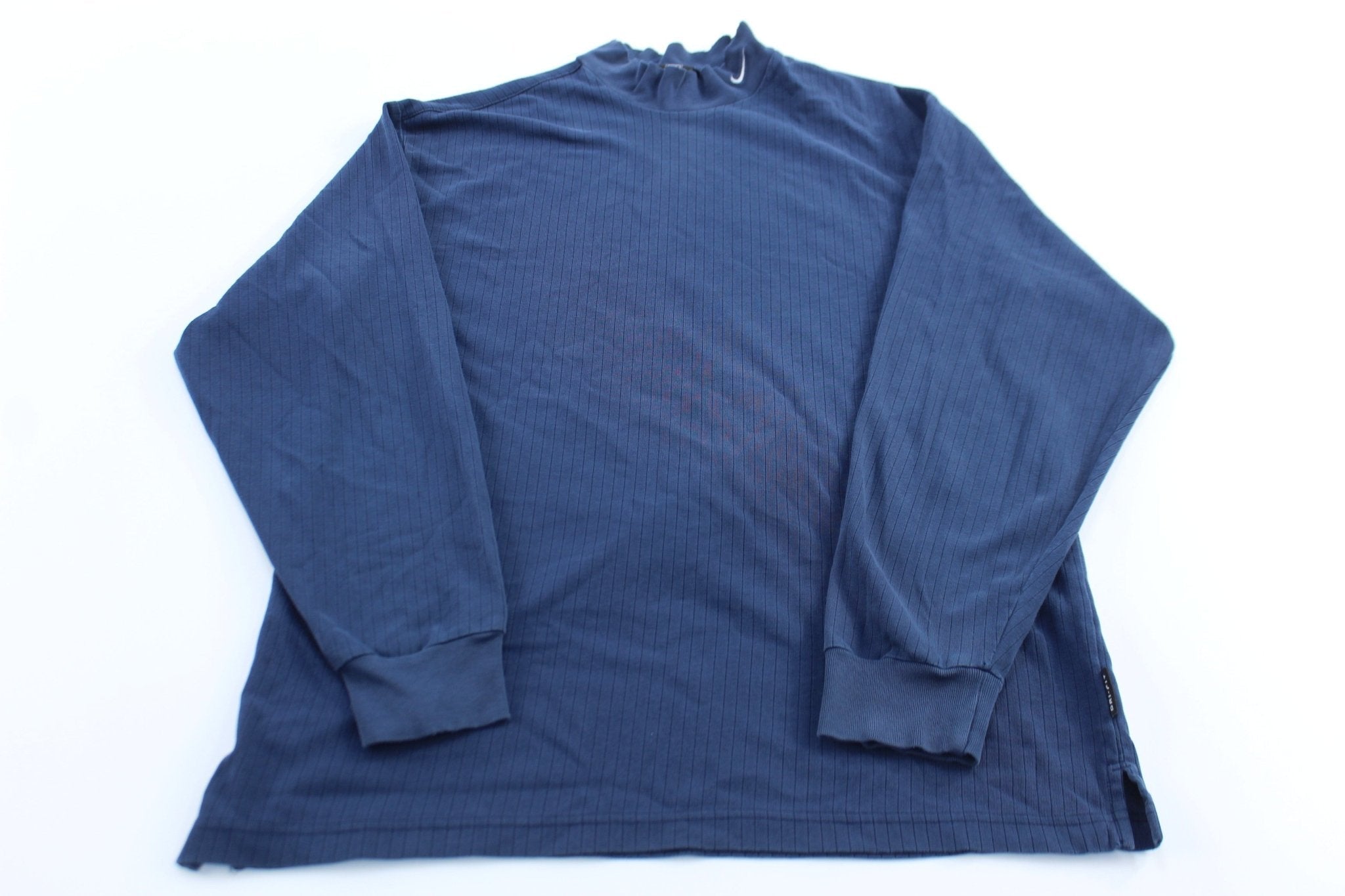 Nike Golf Embroidered Logo Blue Mock Neck LS T-Shirt - T-Shirts - Thrifted Threads