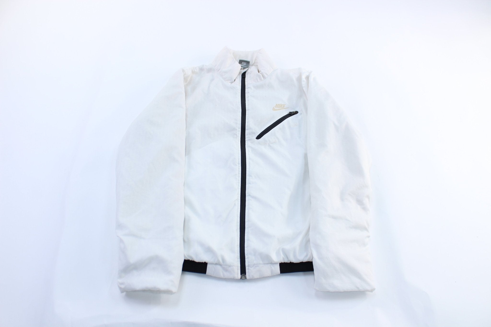 Nike Logo Black & White Zip Up Jacket - ThriftedThreads.com