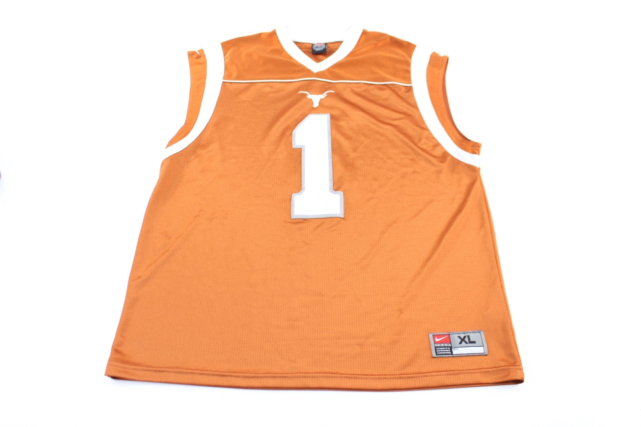 Nike Logo Texas Longhorns #1 Basketball Jersey - ThriftedThreads.com