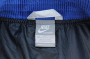 Nike Sportswear Embroidered Logo Blue & Grey Varsity Jacket - ThriftedThreads.com