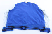 Nike Sportswear Embroidered Logo Blue & Grey Varsity Jacket - ThriftedThreads.com