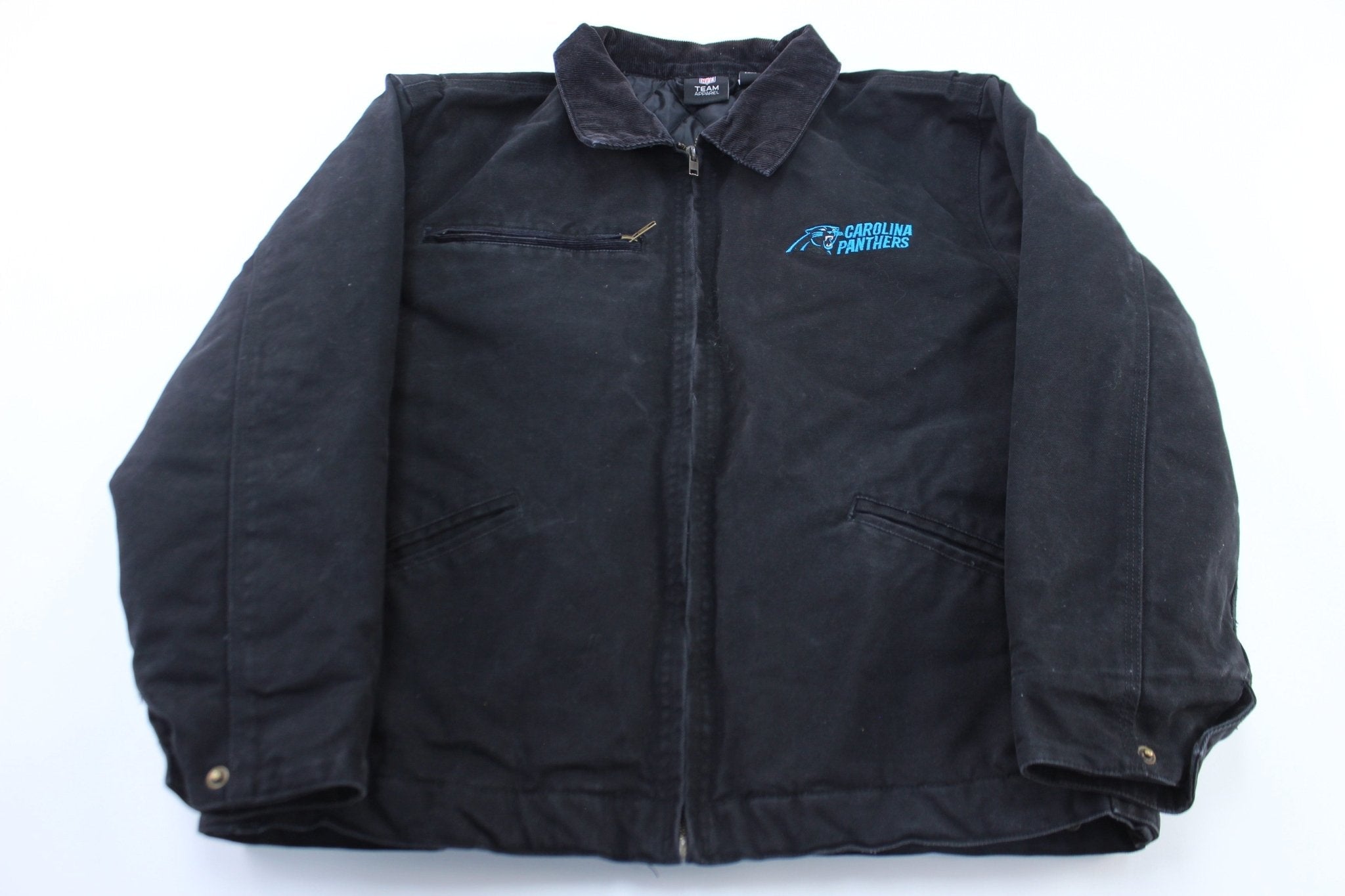 North Carolina Panthers Embroidered Black Zip Up Jacket - Jacket - Thrifted Threads