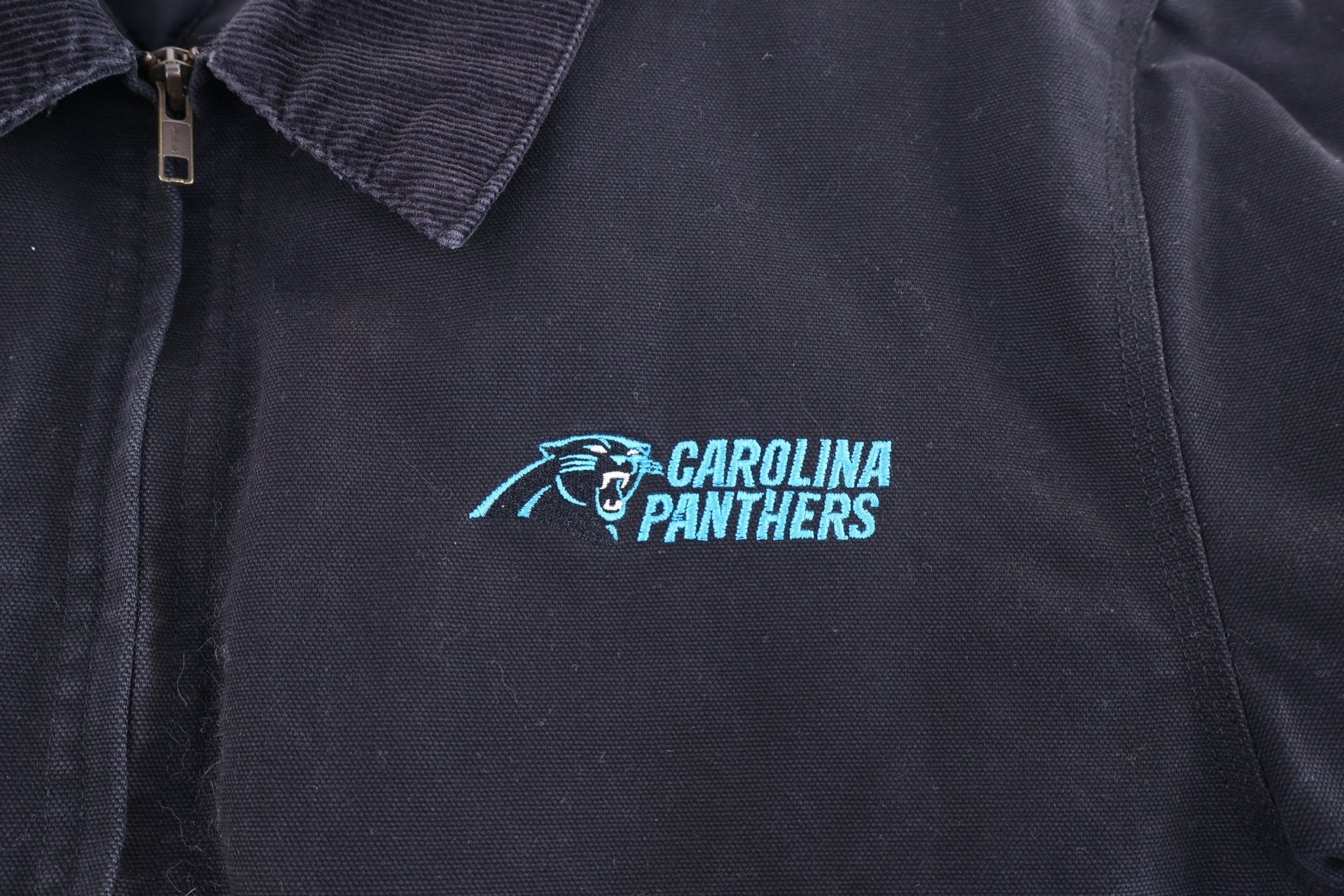 North Carolina Panthers Embroidered Black Zip Up Jacket - Jacket - Thrifted Threads