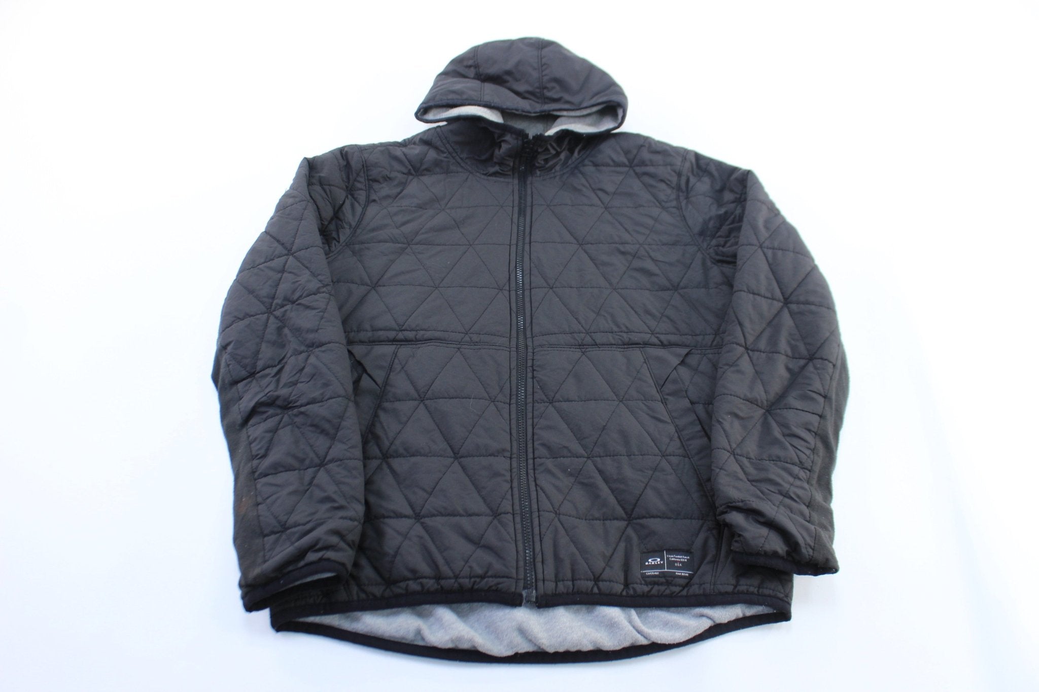 Oakley Black Quilted Hooded Zip Up Jacket - ThriftedThreads.com