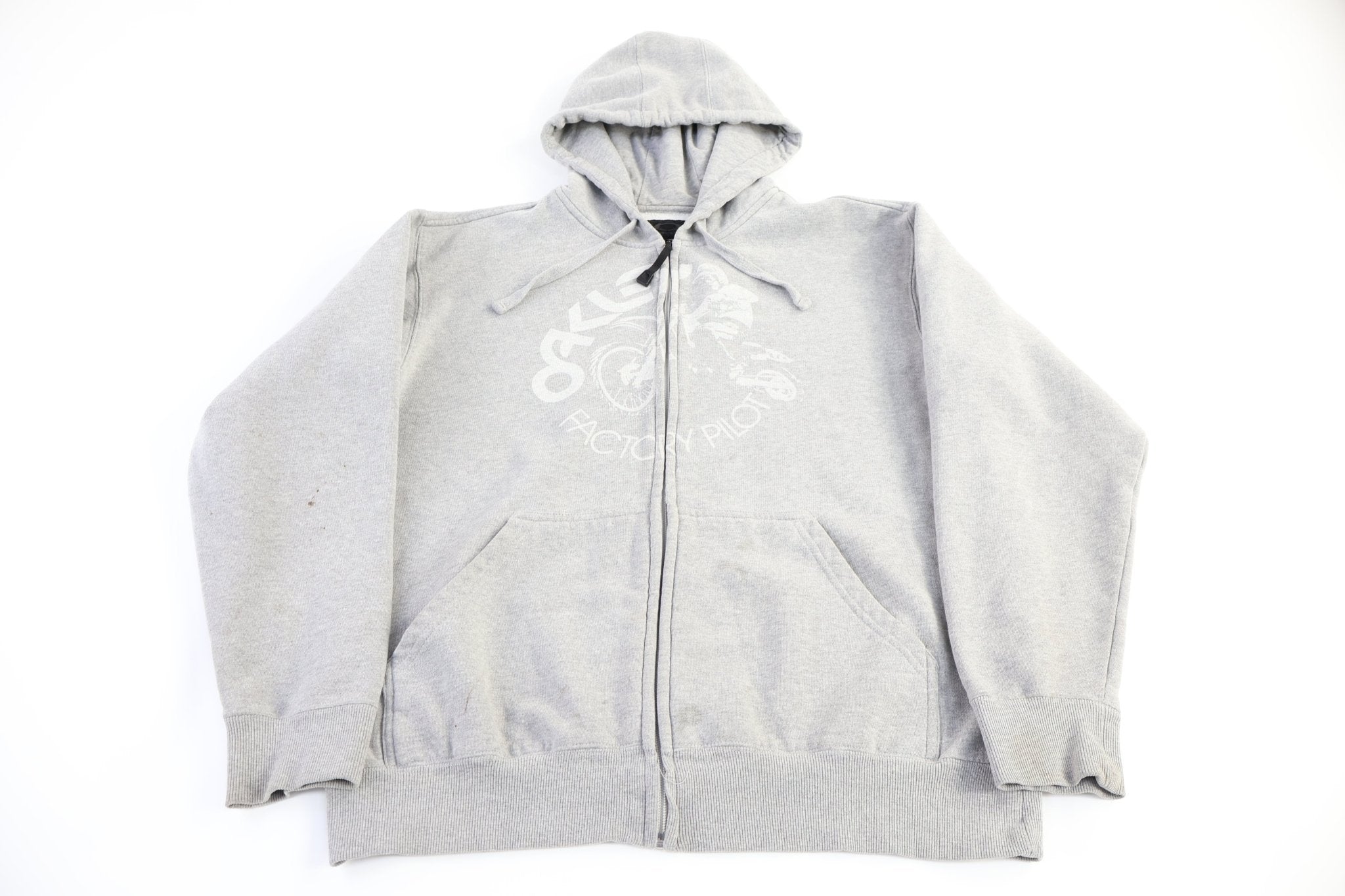 Oakley Factory Pilot Grey Full Zip Hoodie - Jacket - Thrifted Threads