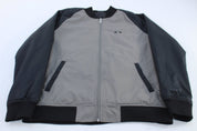 Oakley Logo Embroidered Black & Grey Full Zip Jacket - ThriftedThreads.com