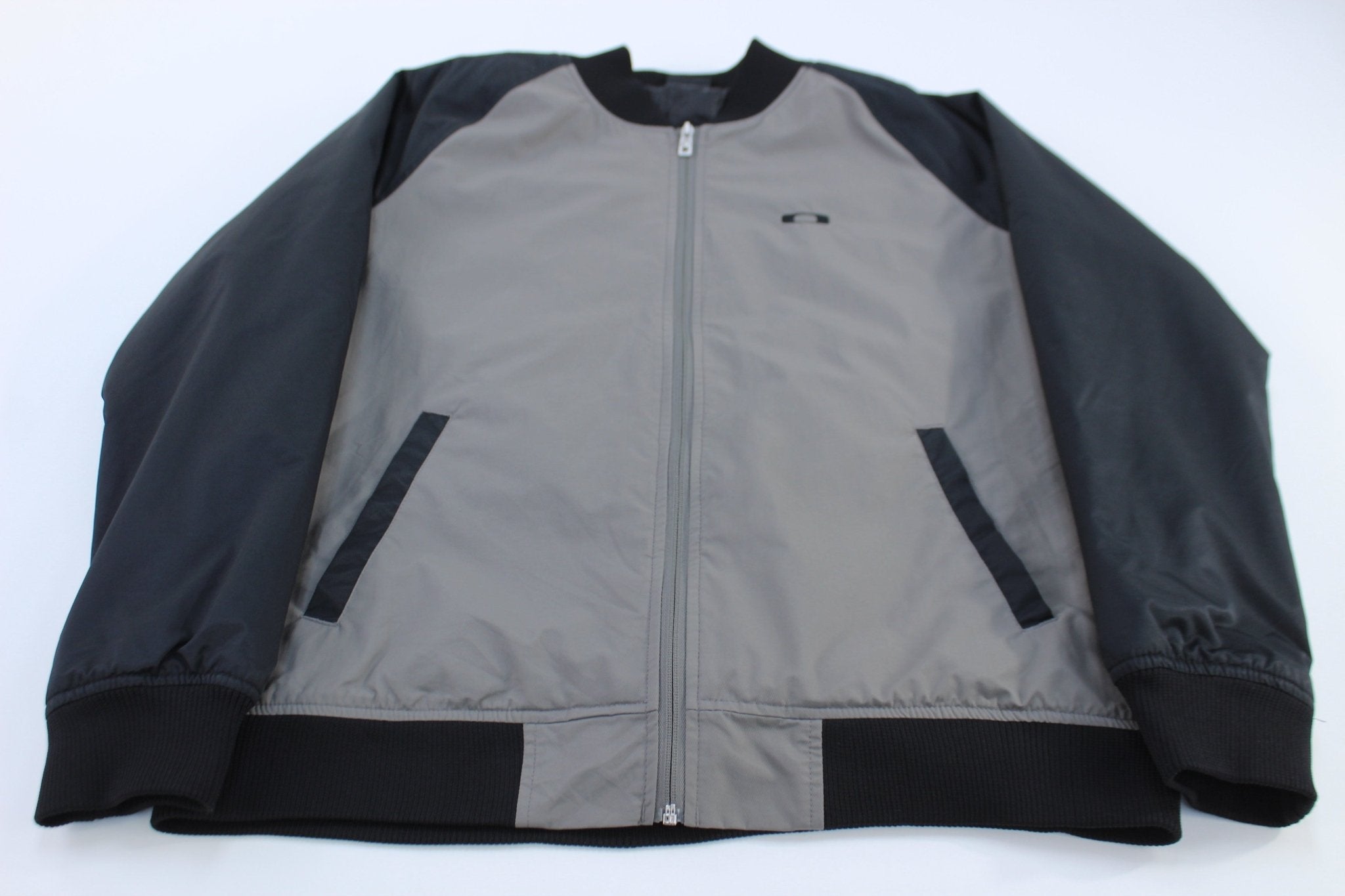 Oakley Logo Embroidered Black & Grey Full Zip Jacket - Jacket - Thrifted Threads