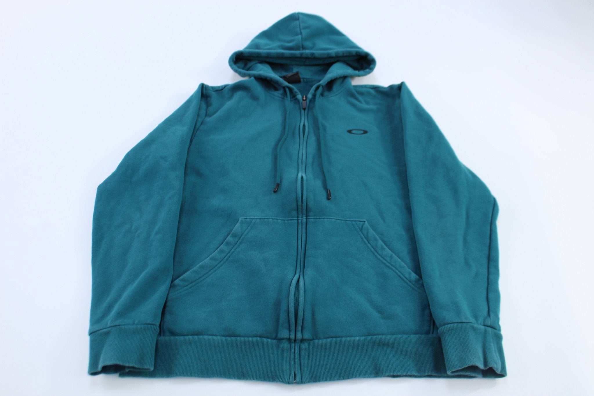 Oakley Logo Hang Loose Teal Pullover Hoodie - Jackets - Thrifted Threads