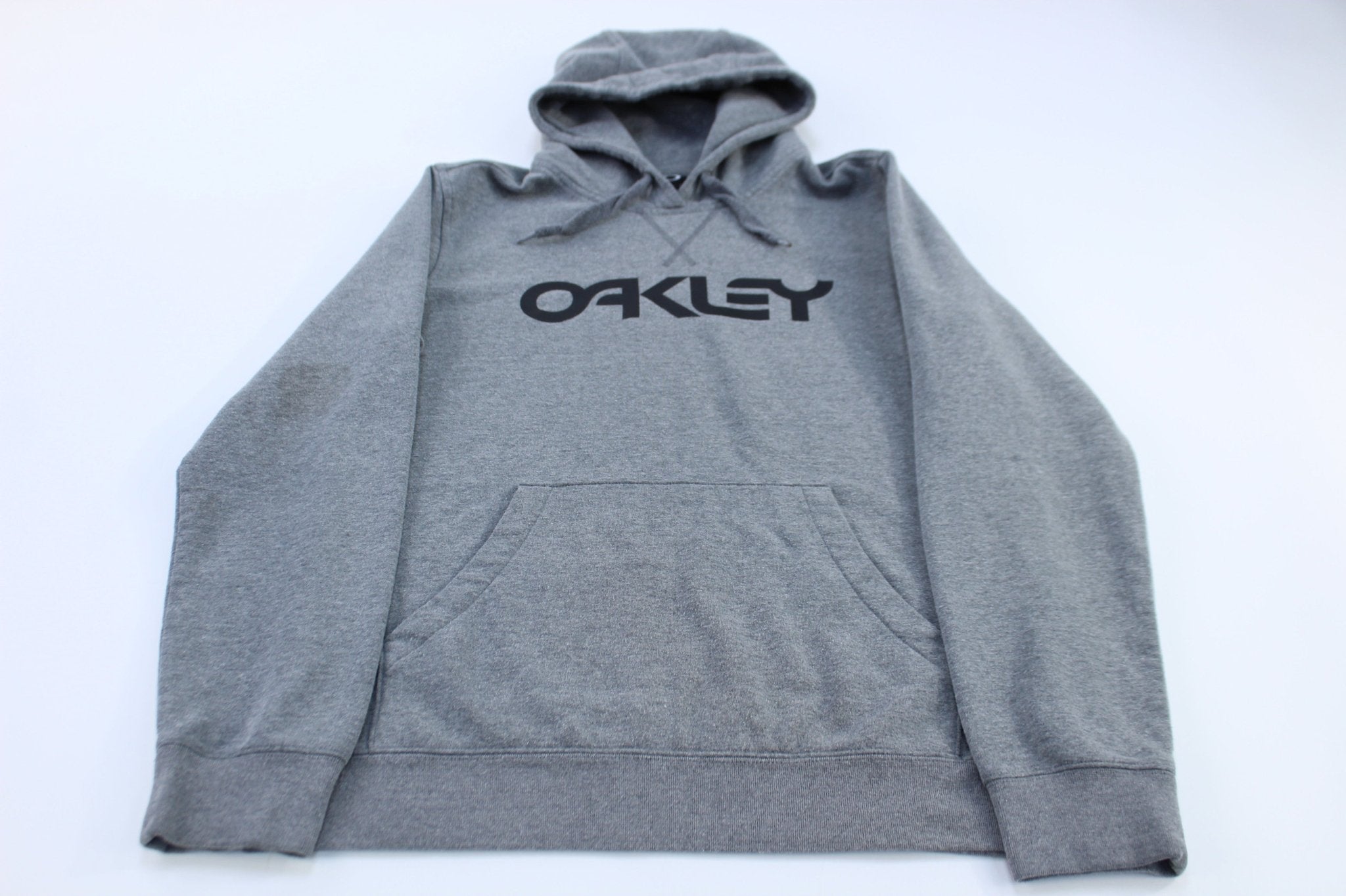 Oakley Spellout Logo Grey Pullover Hoodie - Jacket - Thrifted Threads