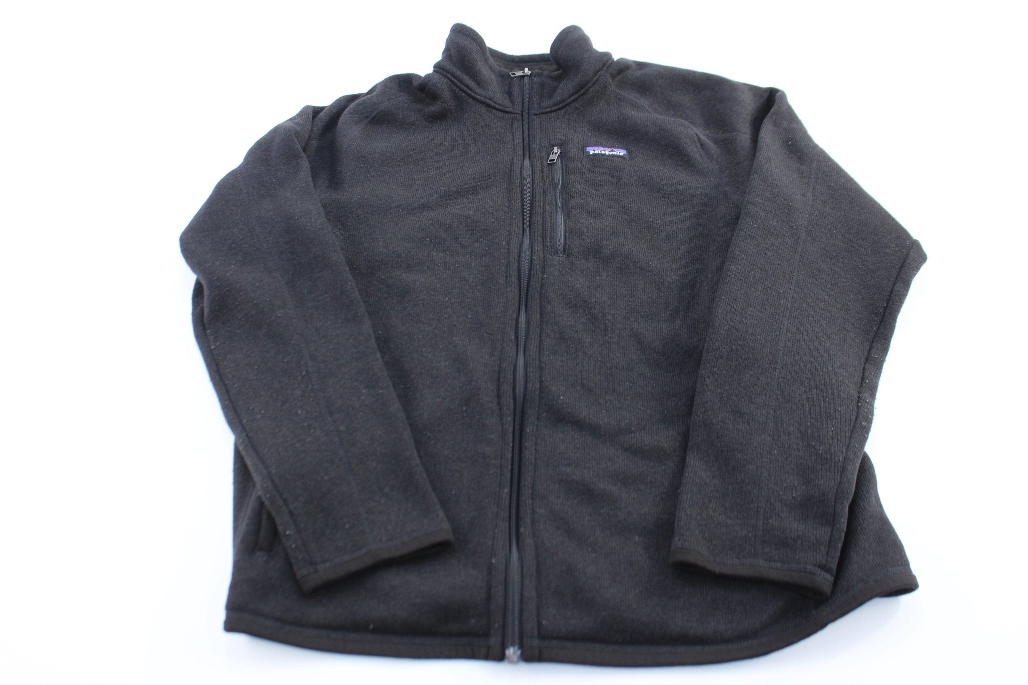 Patagonia Logo Patch Black Zip Up Jacket - ThriftedThreads.com