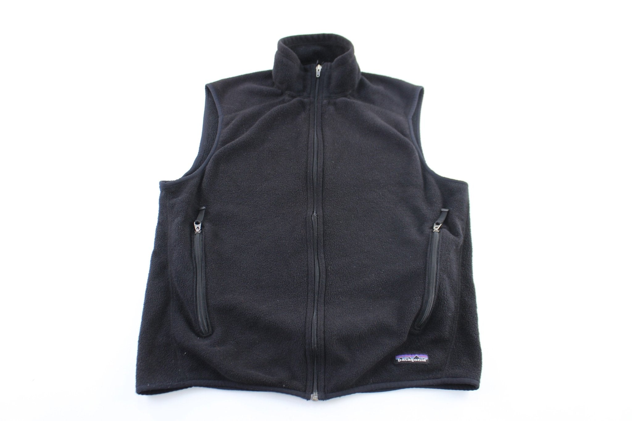 Patagonia Logo Patch Black Zip Up Vest - ThriftedThreads.com
