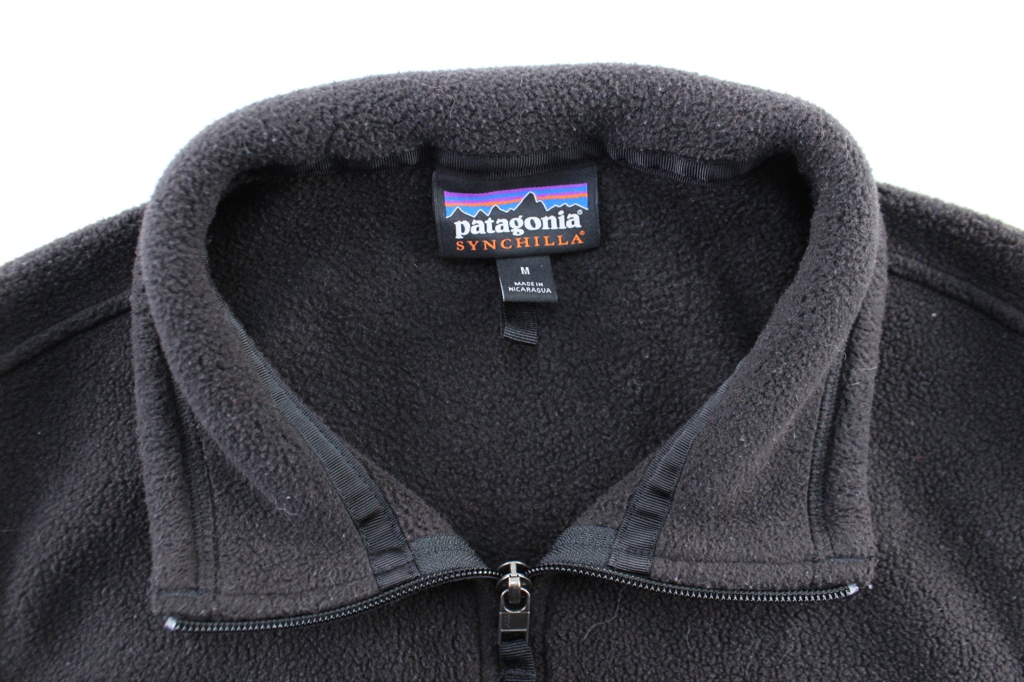 Patagonia Logo Patch Black Zip Up Vest - ThriftedThreads.com