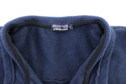 Patagonia Logo Patch Blue Fleece Zip Up Vest - ThriftedThreads.com