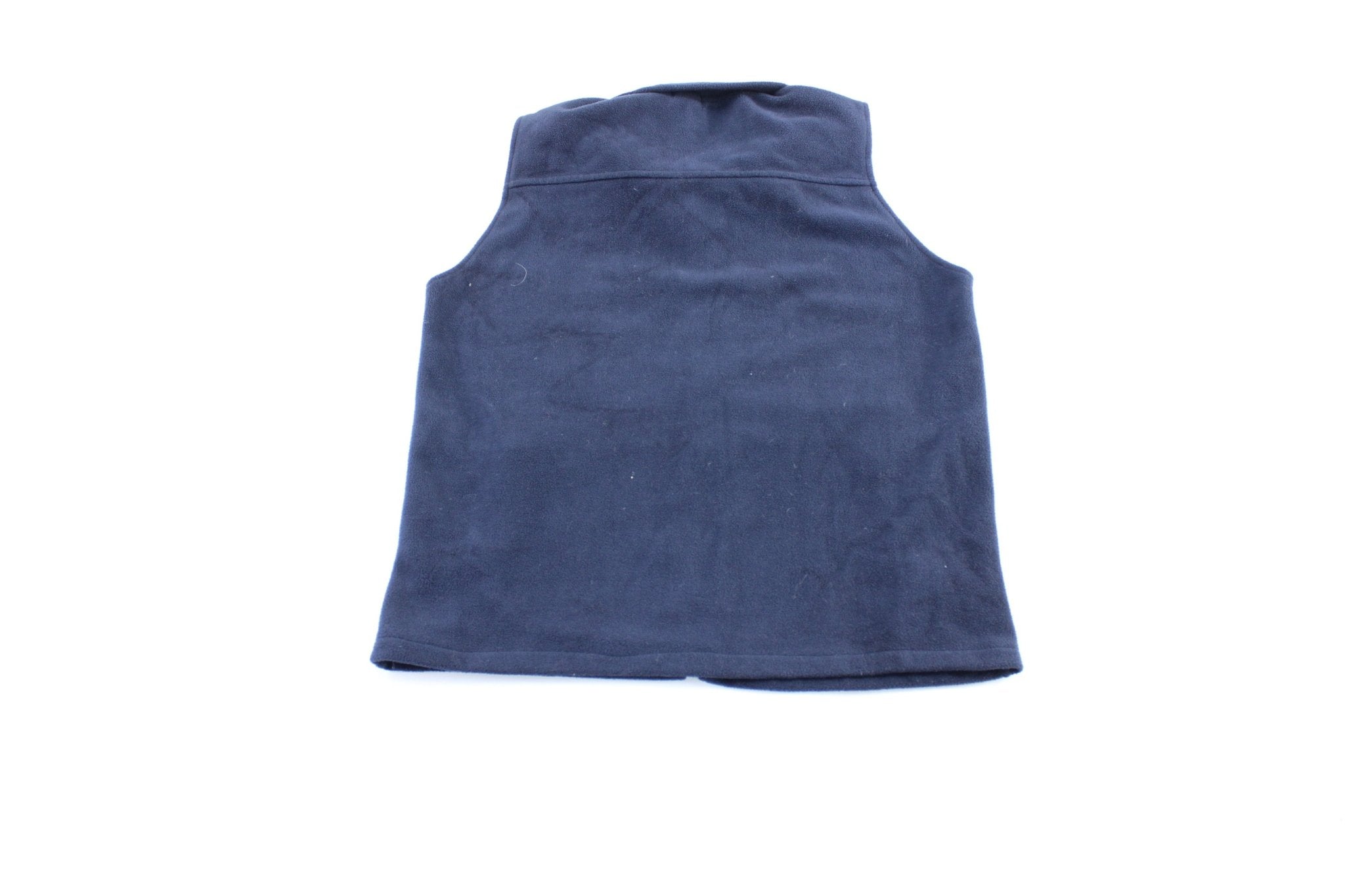 Patagonia Logo Patch Blue Fleece Zip Up Vest - ThriftedThreads.com