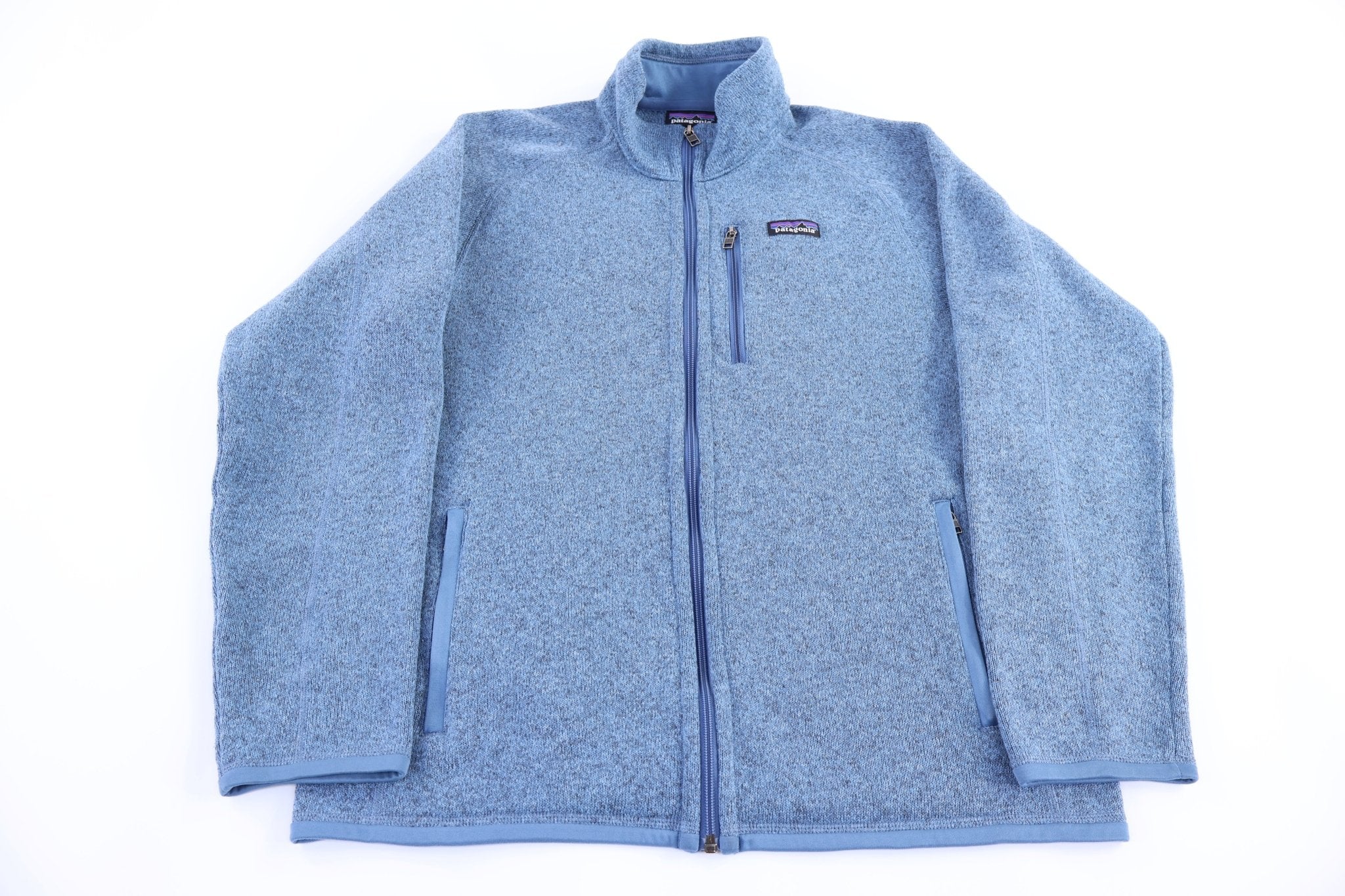 Patagonia Logo Patch Blue Full Zip Sweater - Sweater - Thrifted Threads