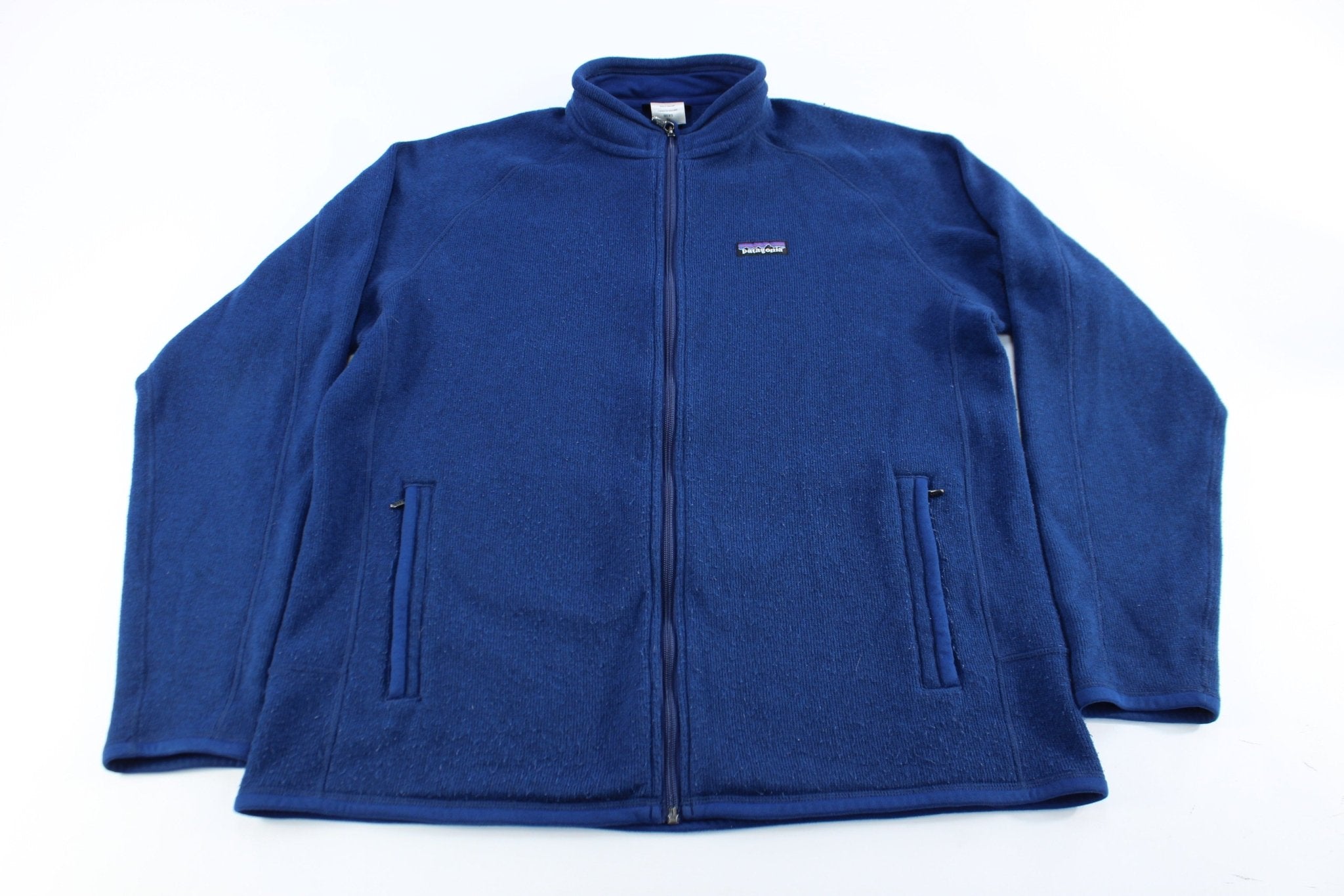 Patagonia Logo Patch Blue Zip Up Jacket - ThriftedThreads.com