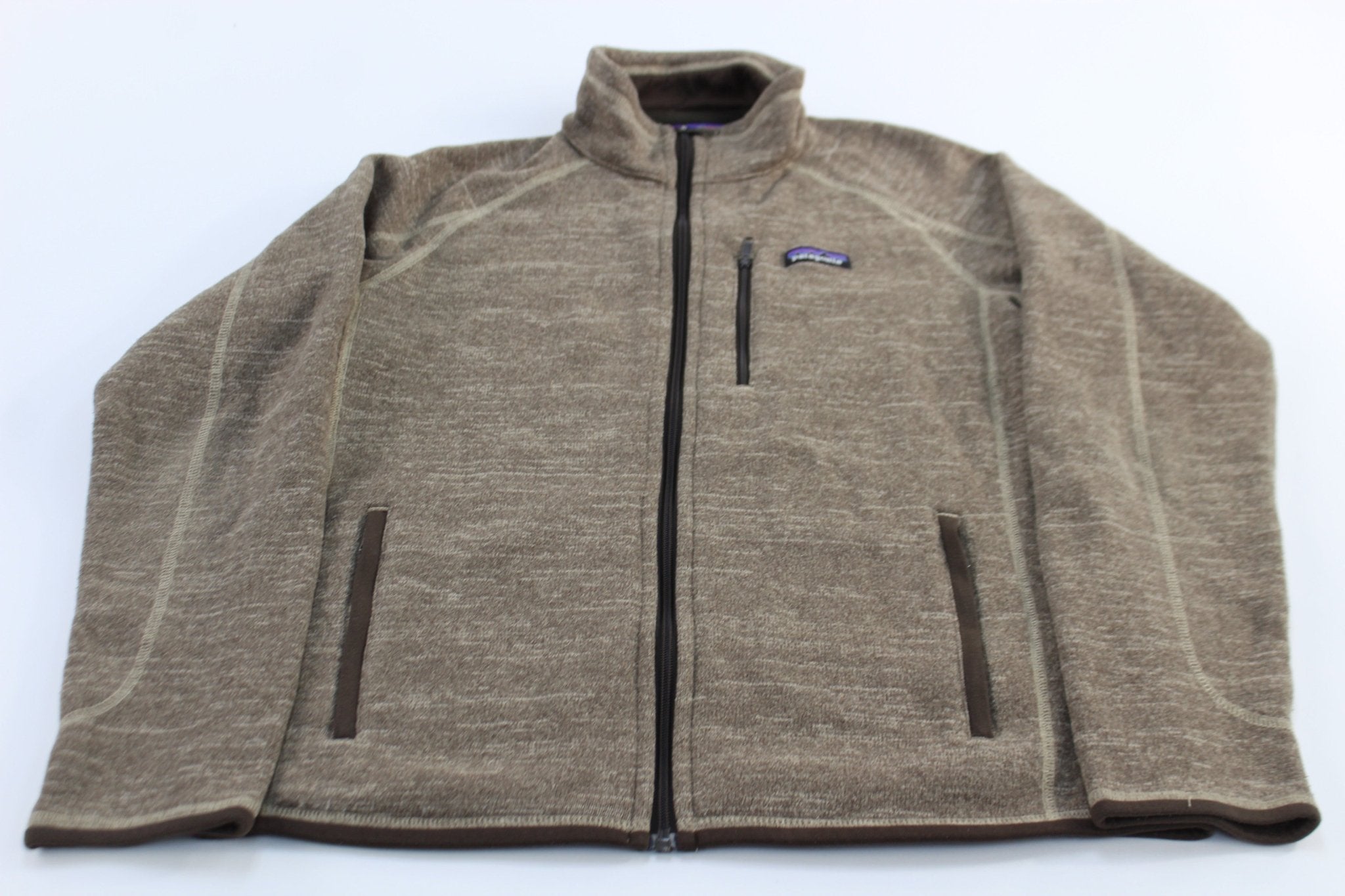 Patagonia Logo Patch Brown Better Sweater Fleece Jacket - ThriftedThreads.com