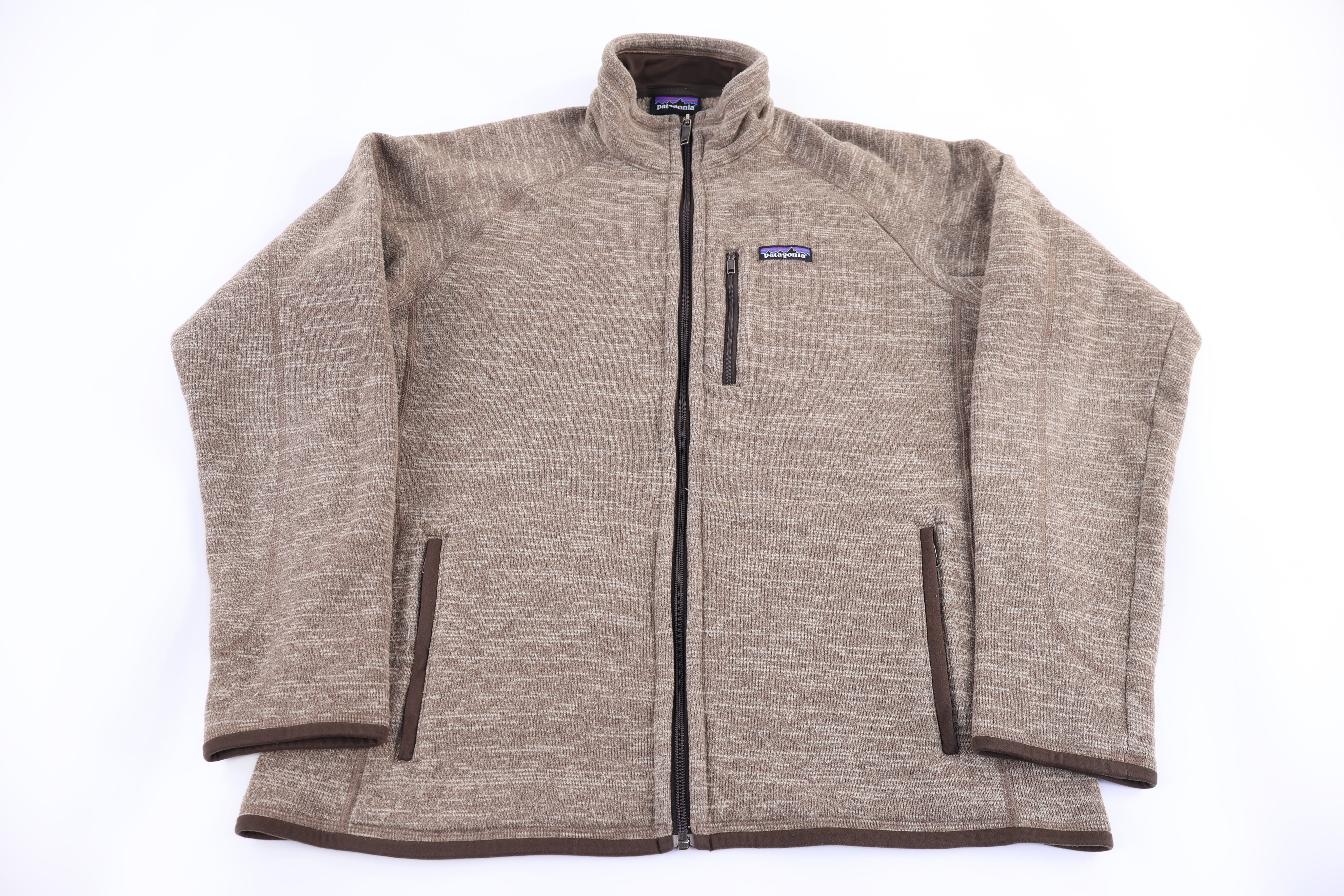 Patagonia Logo Patch Brown Full Zip Sweater - Sweater - Thrifted Threads