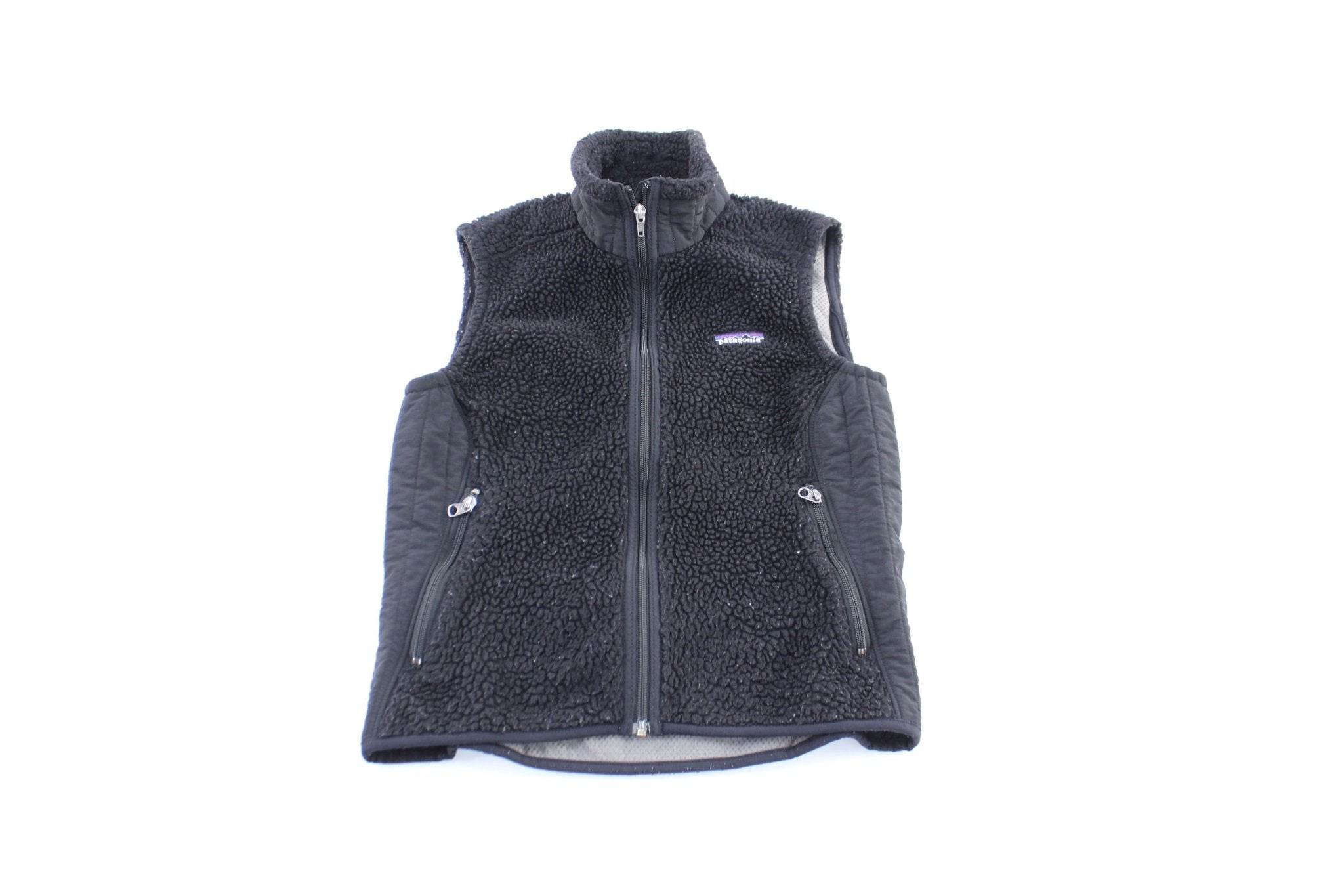Patagonia Logo Patch Fleece Zip Up Vest - ThriftedThreads.com