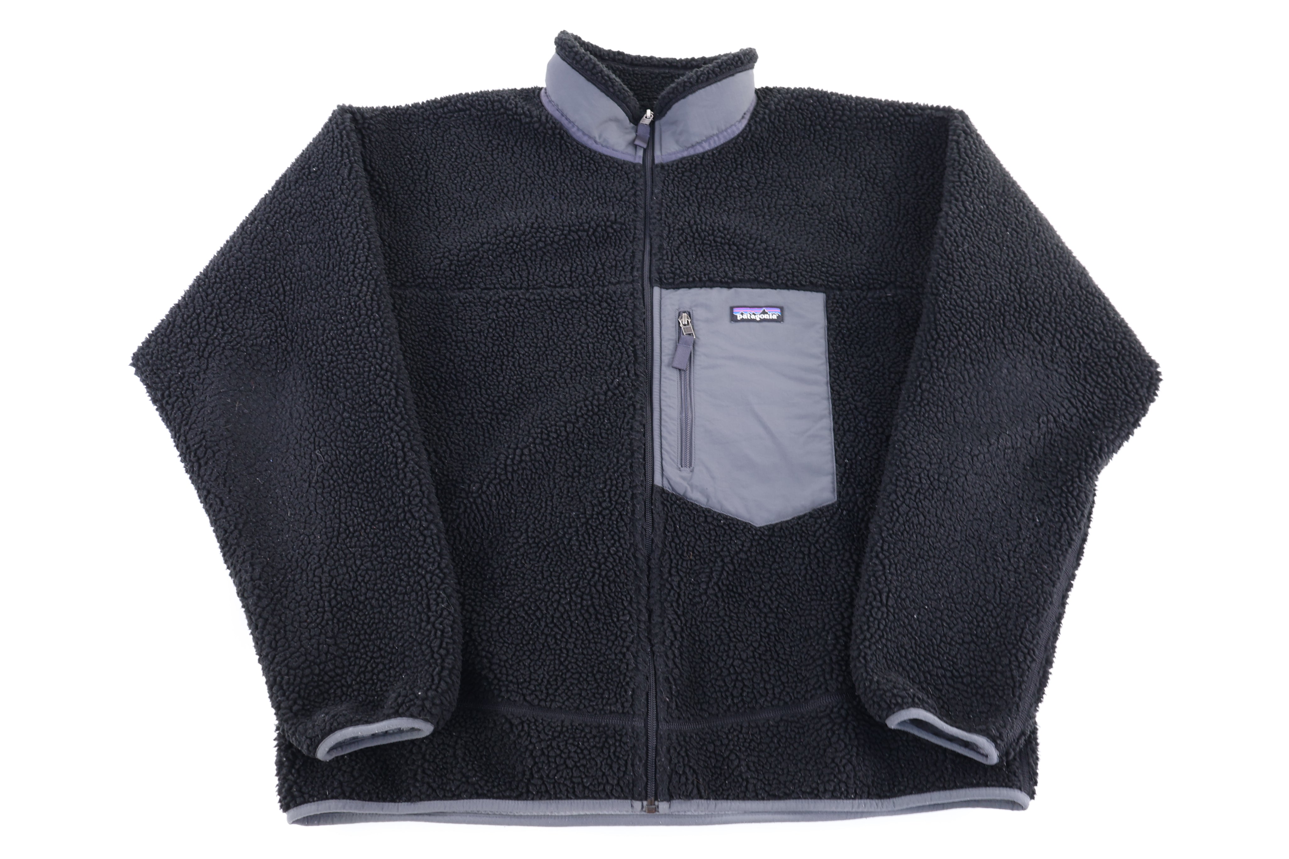Patagonia Logo Patch Full Zip Deep Pile Sherpa Jacket - jacket - Thrifted Threads