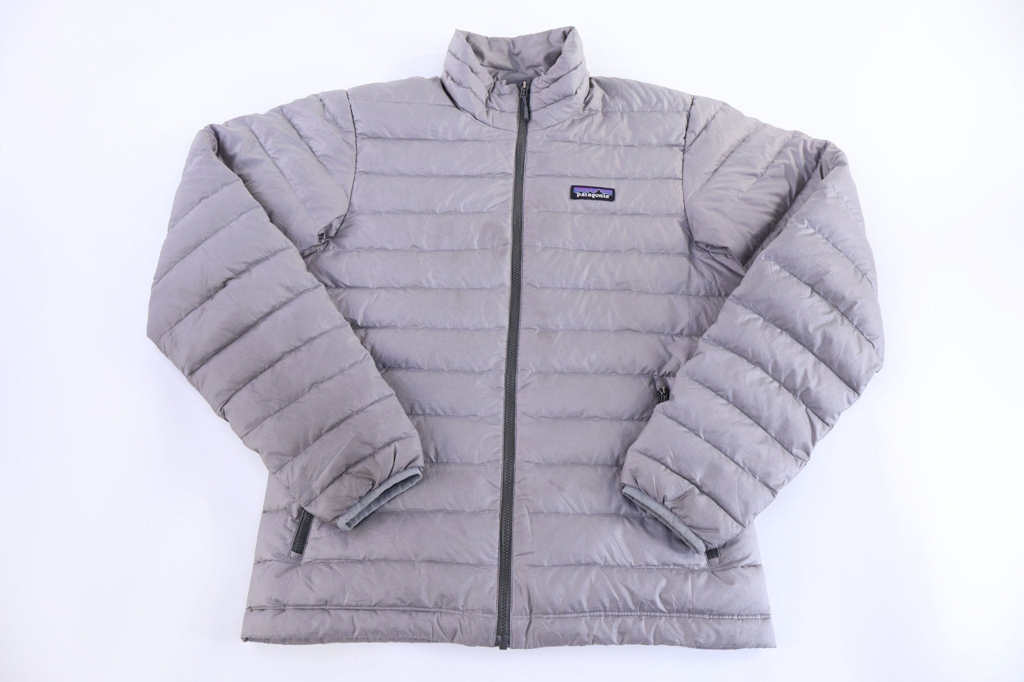 Patagonia Logo Patch Grey Full Zip Puffer Jacket - Jacket - Thrifted Threads