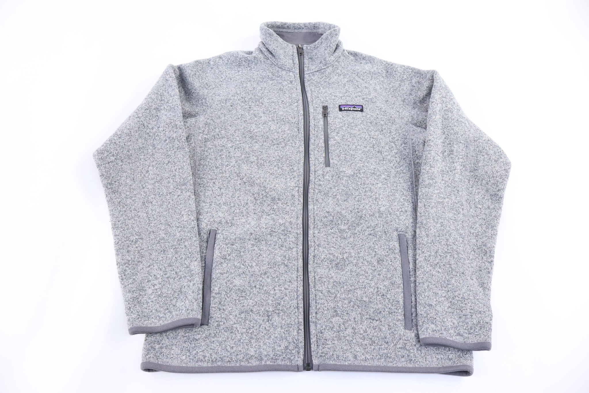 Patagonia Logo Patch Grey Full Zip Sweater - Sweater - Thrifted Threads