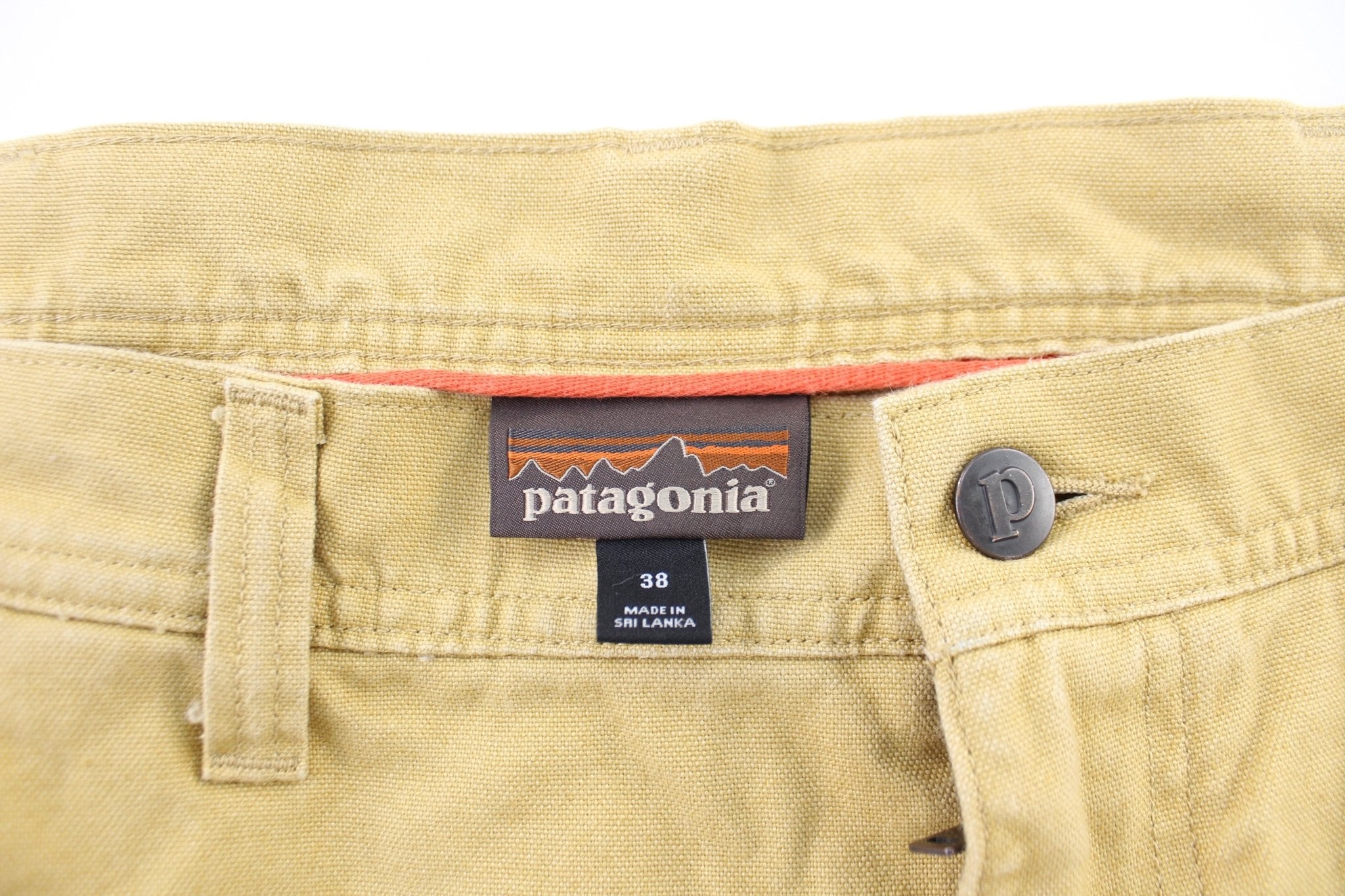 Patagonia Logo Patch Tan Outdoor Pants - ThriftedThreads.com