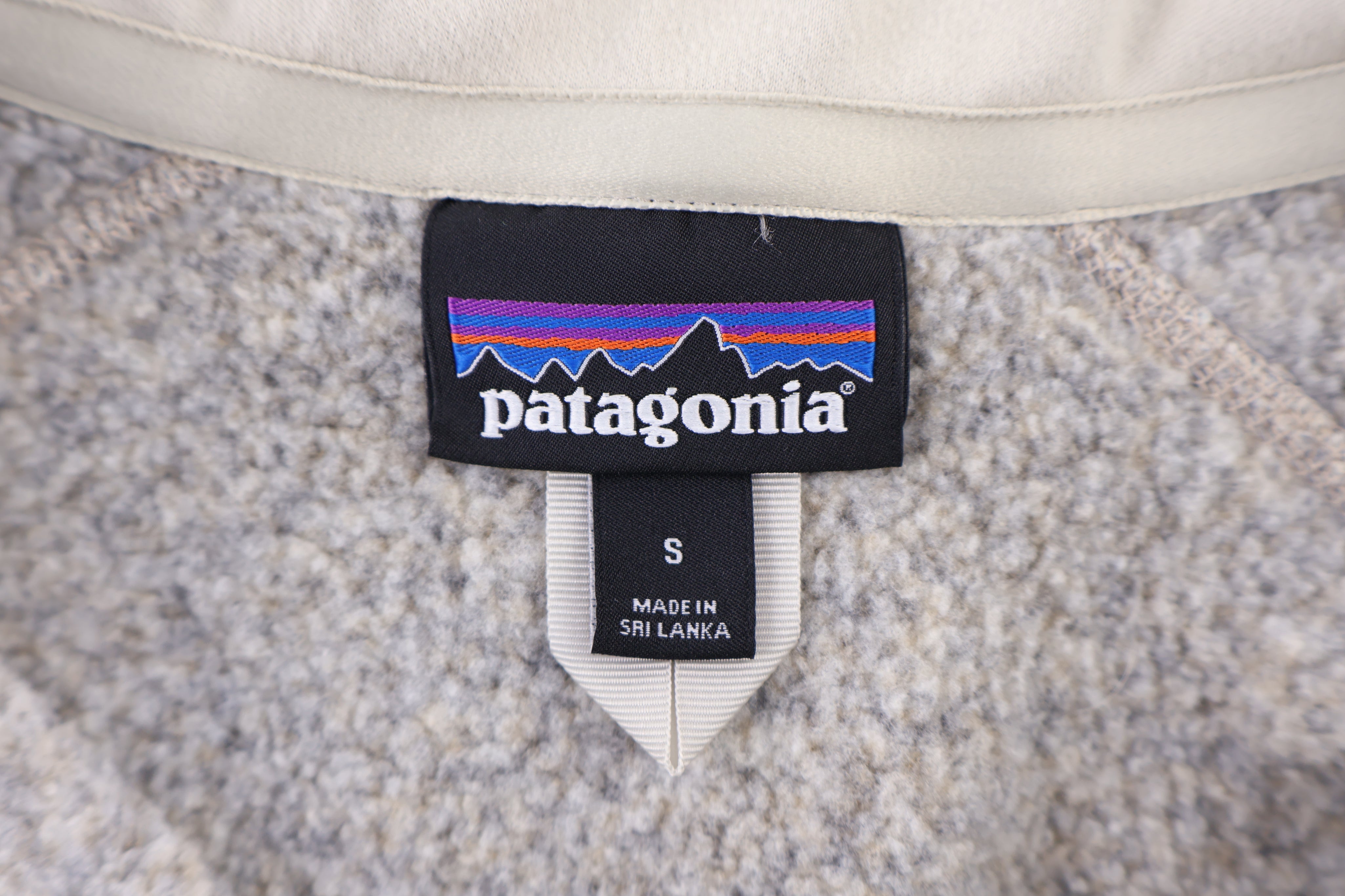 Patagonia Logo Patch Tan Quarter Zip Fleece Pullover - Sweater - Thrifted Threads