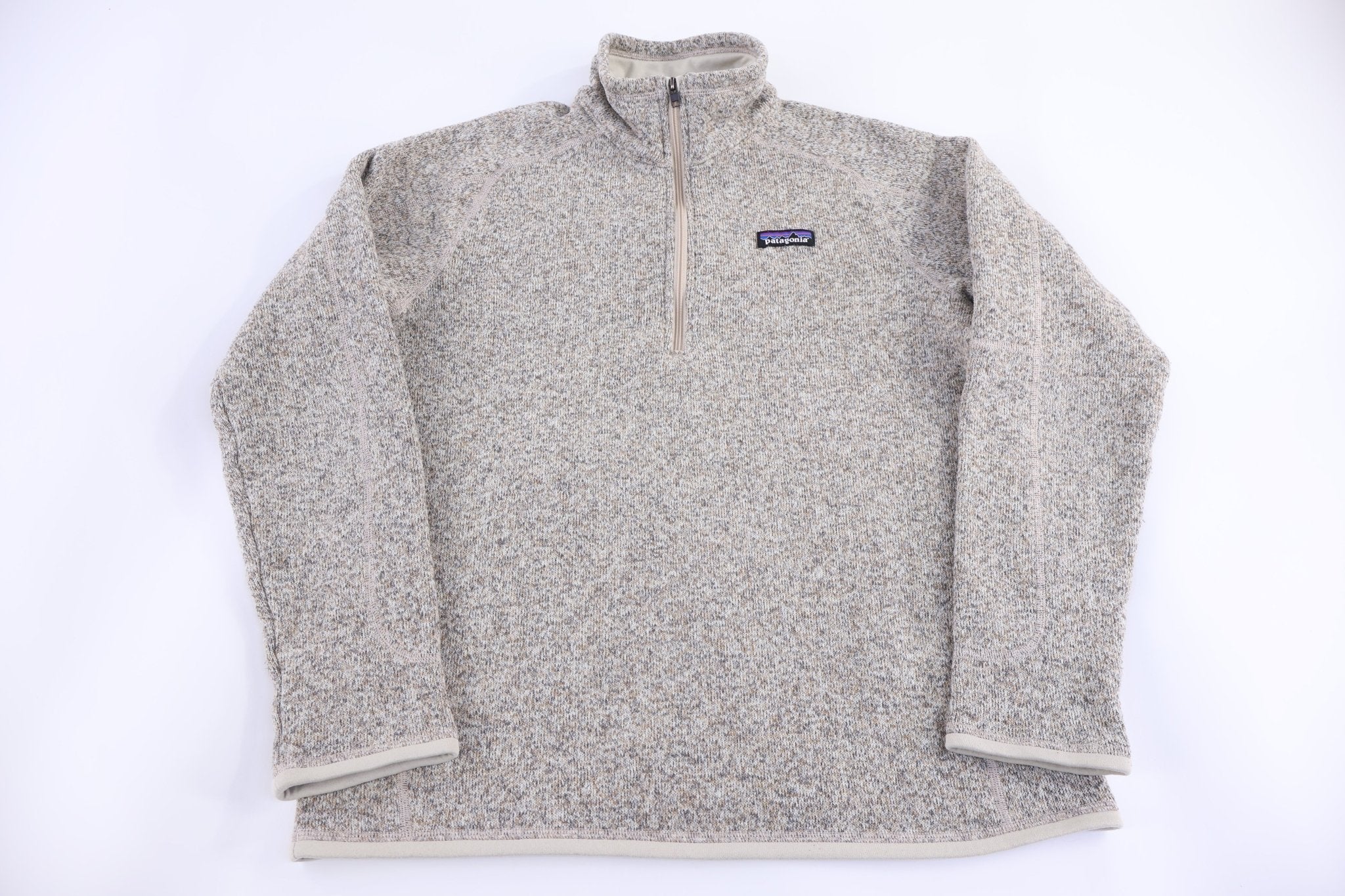 Patagonia Logo Patch Tan Quarter Zip Pullover - Sweater - Thrifted Threads