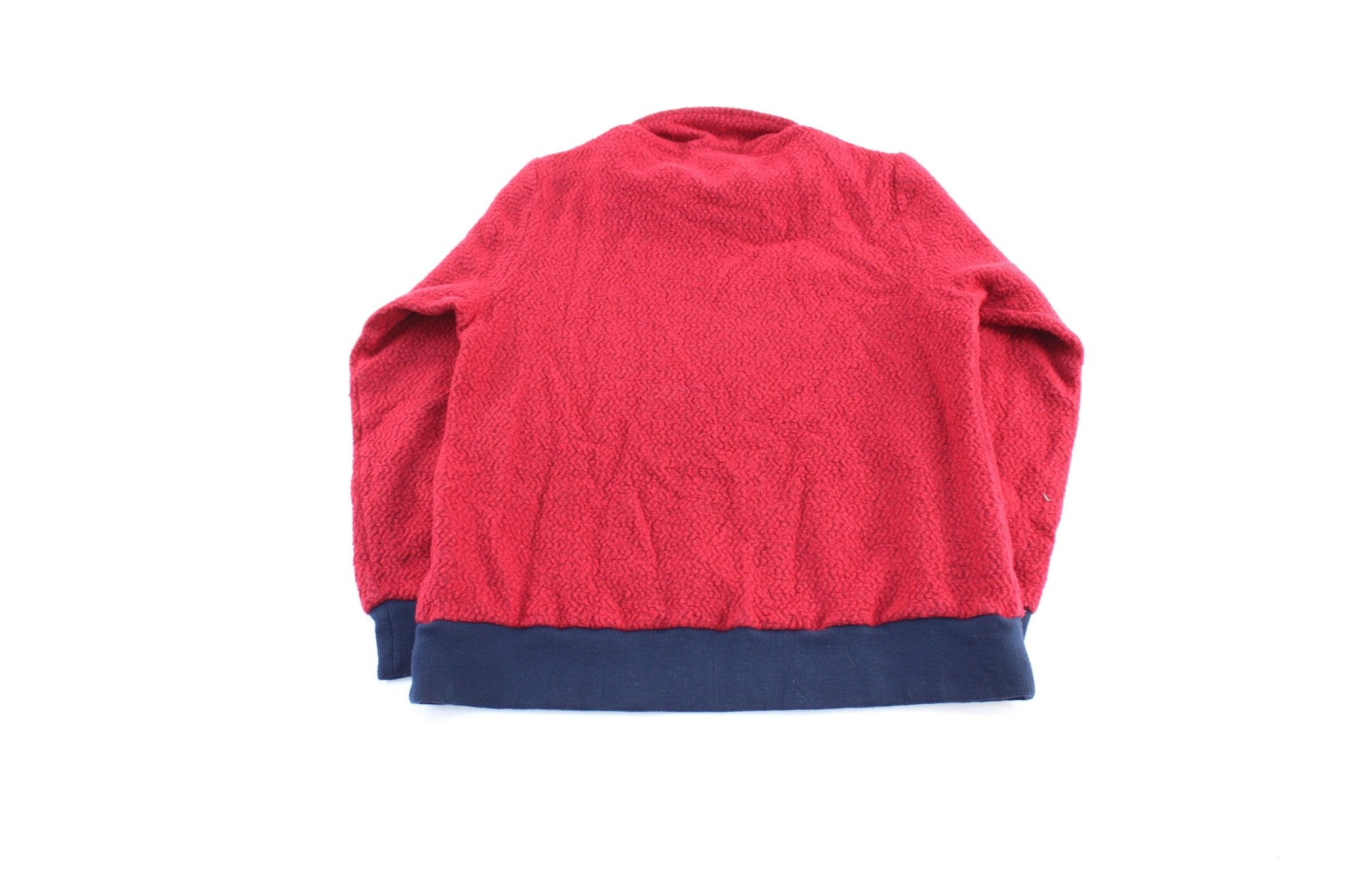 Patagonia Logo Patch Woolyester Fleece Red & Blue Pullover - ThriftedThreads.com