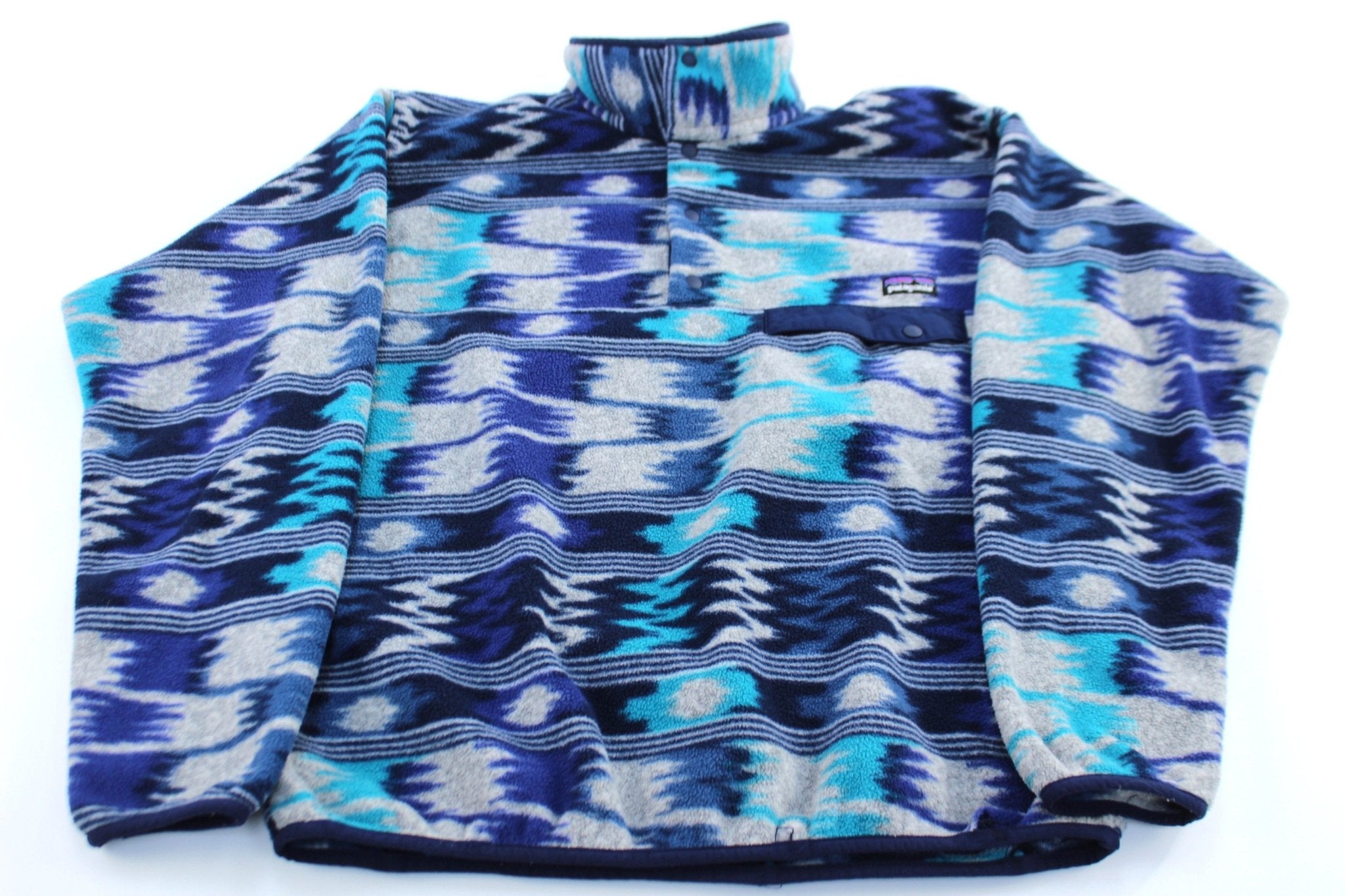 Patagonia Synchilla Blue Aztec Waves Snap-T Fleece Pullover ...