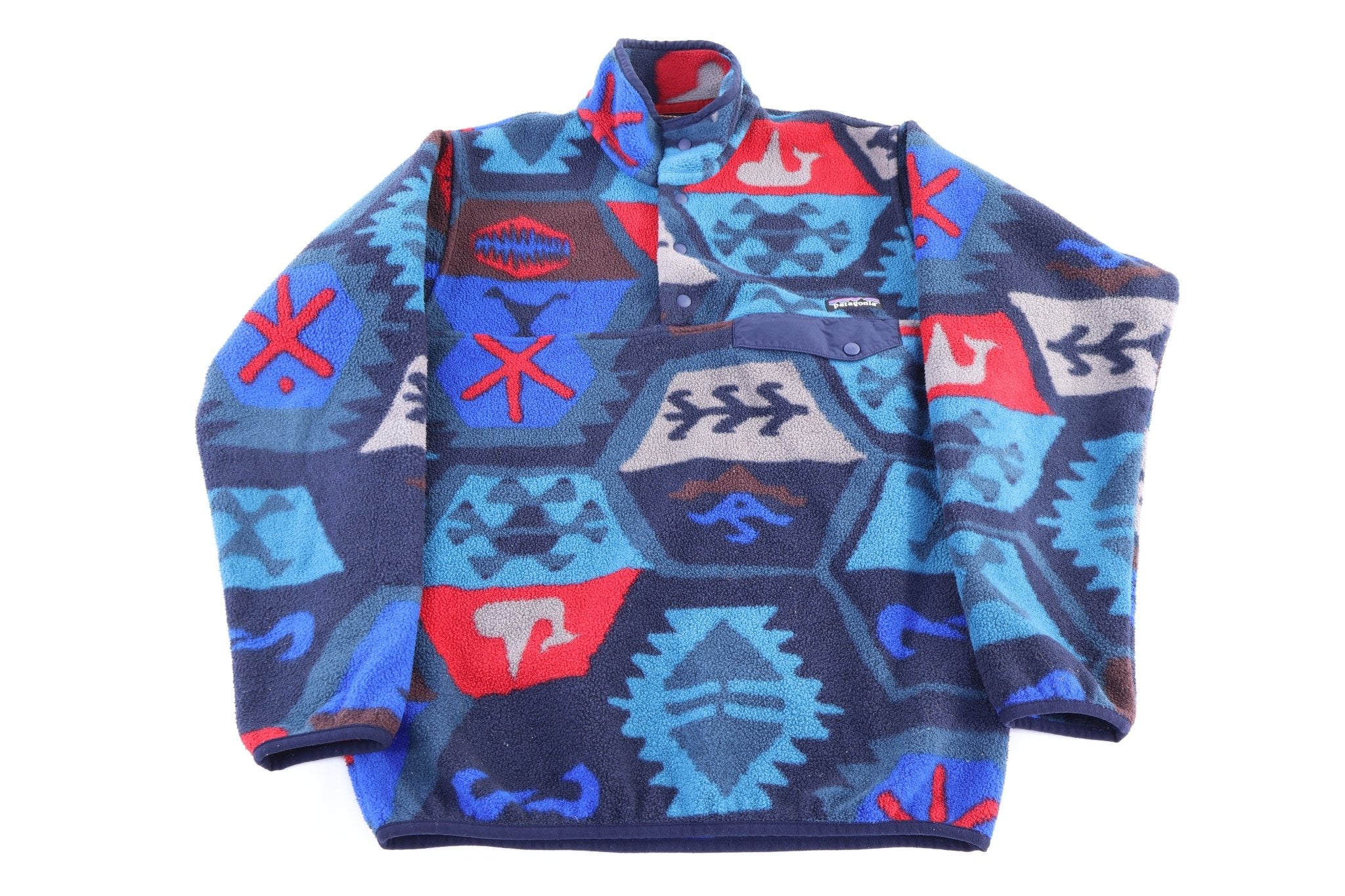 Patagonia Synchilla Logo Patch Multipattern Snap-T Fleece Pullover - Sweatshirt - Thrifted Threads