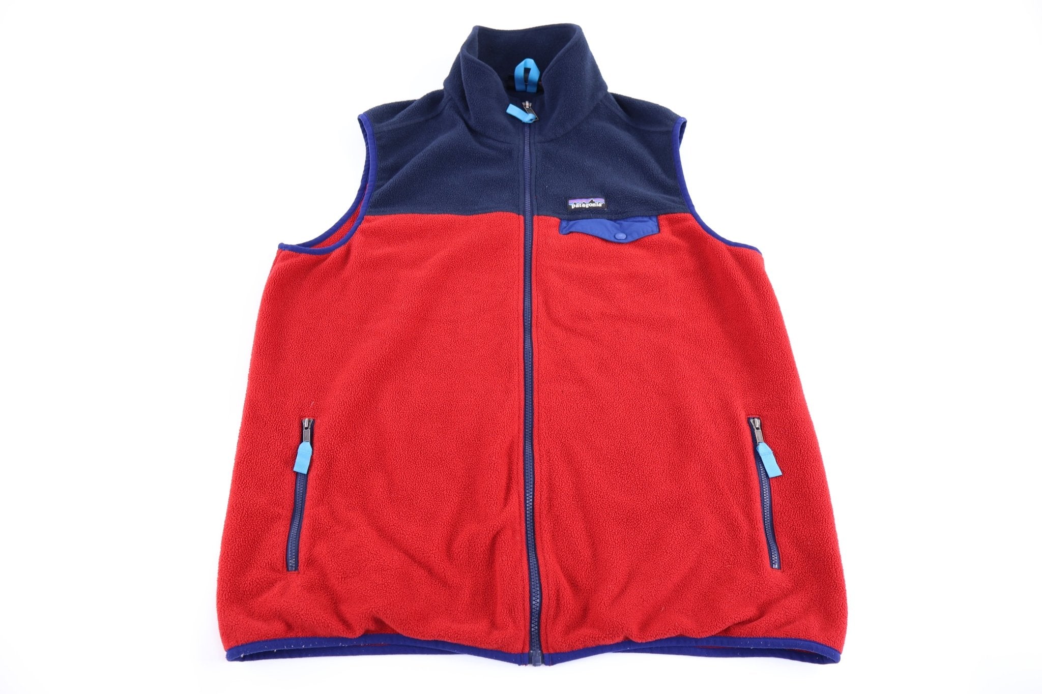 Patagonia Synchilla Red & Blue Fleece Full Zip Vest - Vest - Thrifted Threads