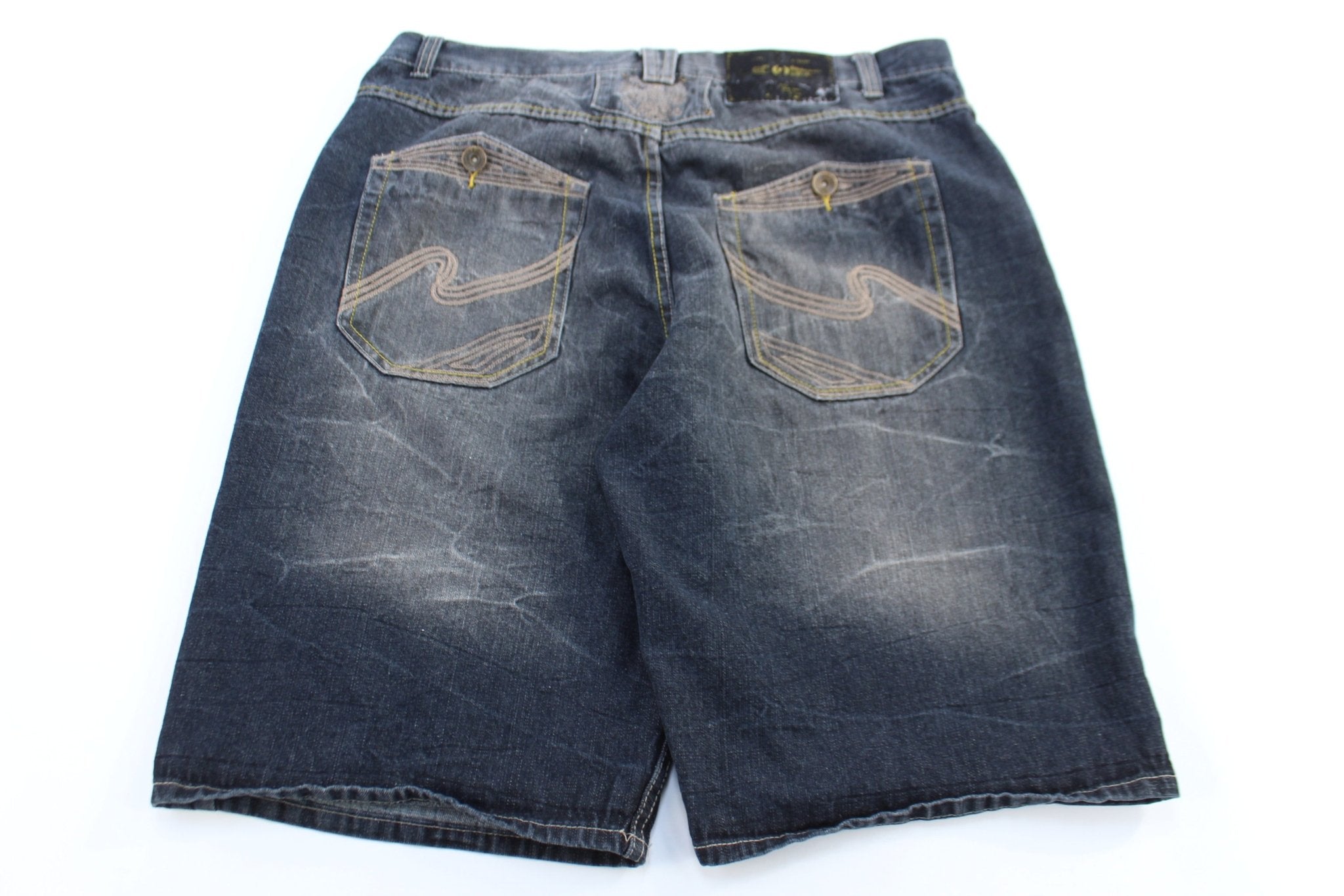 Phat Classics Dark Wash Denim Shorts - ThriftedThreads.com