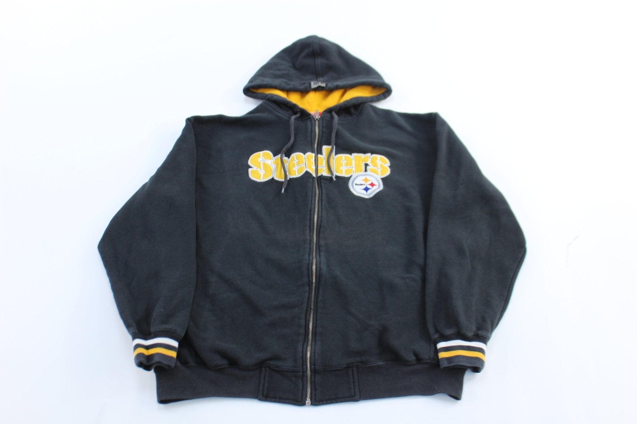 Pittsburgh Steelers Embroidered Zip Up Hoodie - ThriftedThreads.com