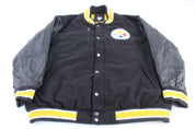 Pittsburgh Steelers Football Embroidered Leather Varsity Jacket - ThriftedThreads.com