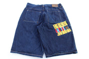 Platinum Fubu Dark Wash Denim Shorts - ThriftedThreads.com